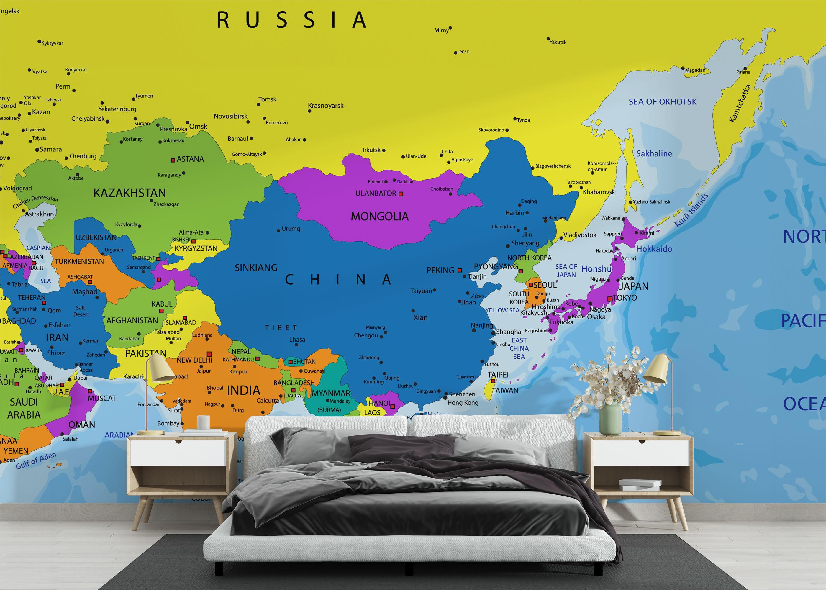 Fototapete Asia Map mockup 3