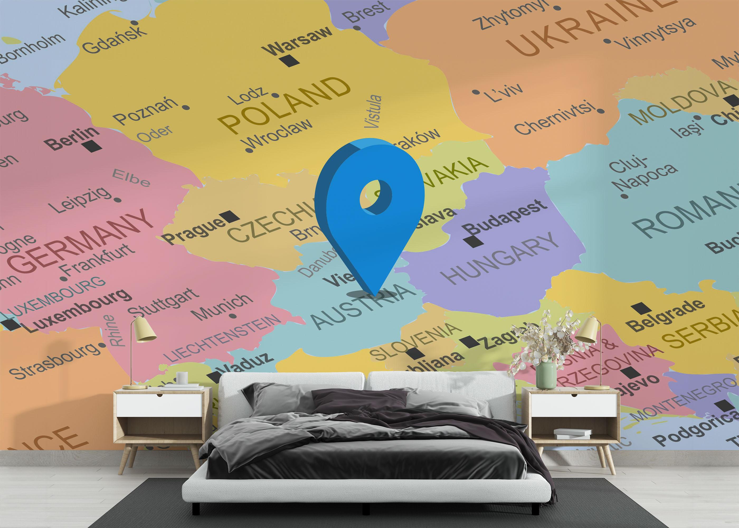 Fototapete Austria Map mockup 3