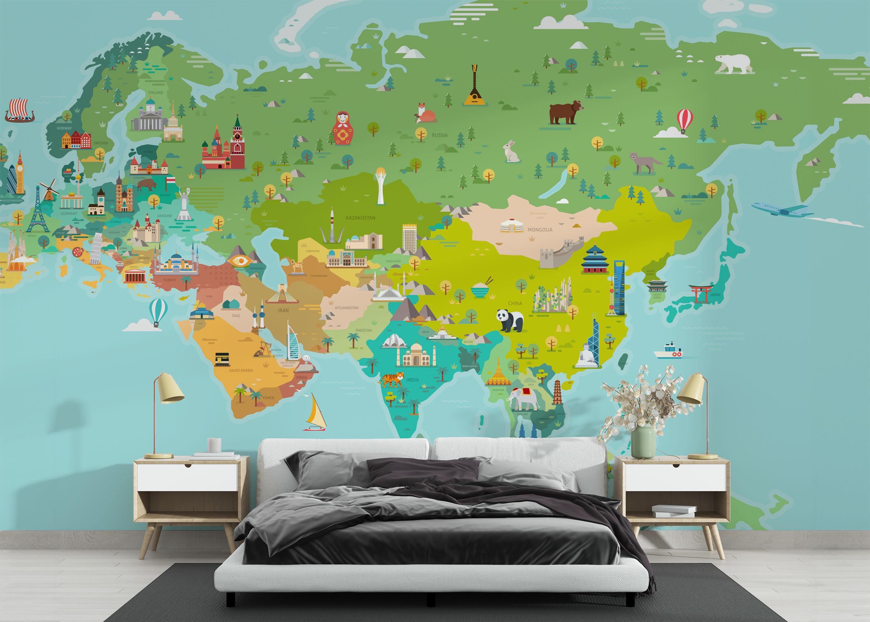 Fototapete Big Colorful Map mockup 3