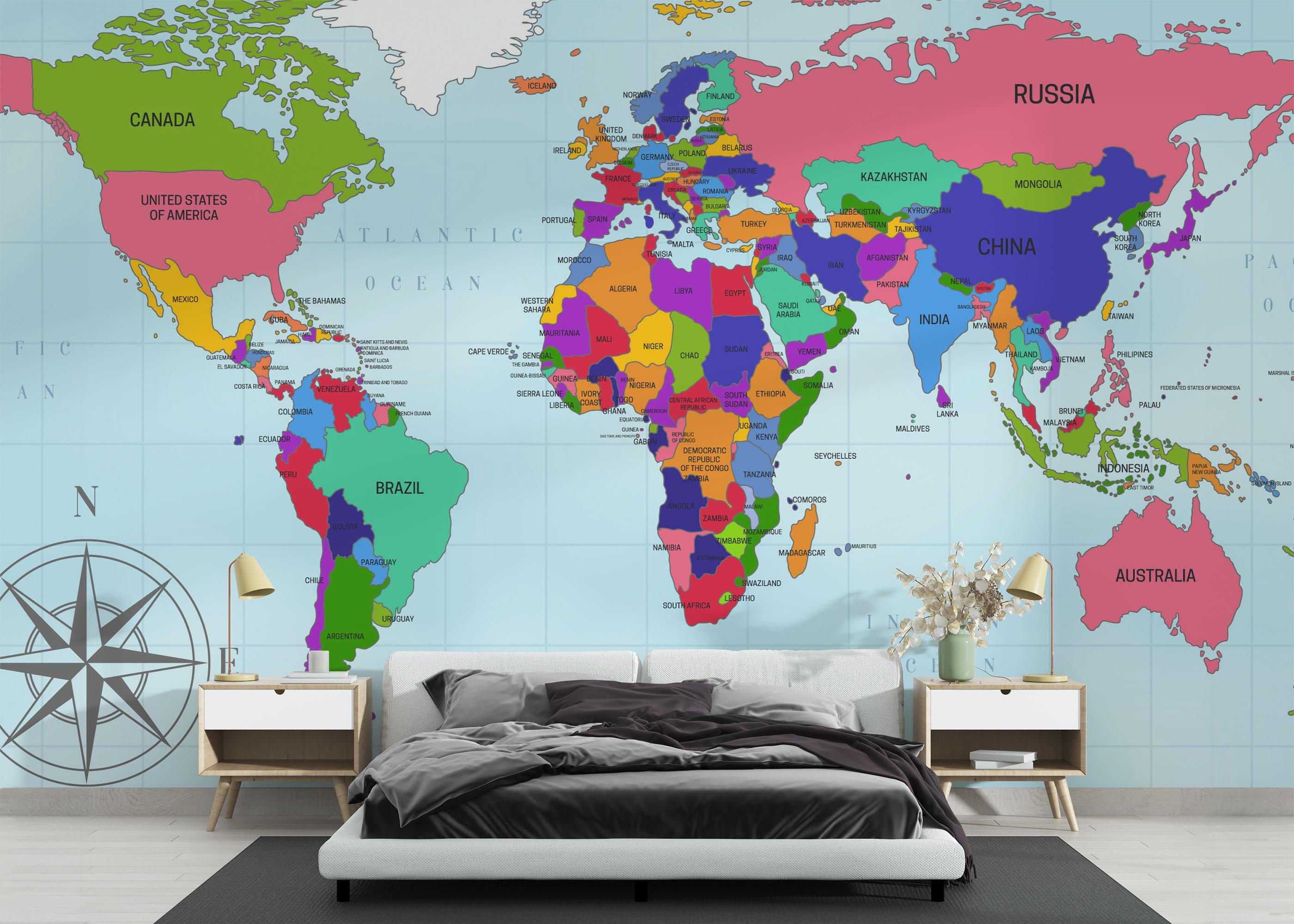 Fototapete Big World Map mockup 3