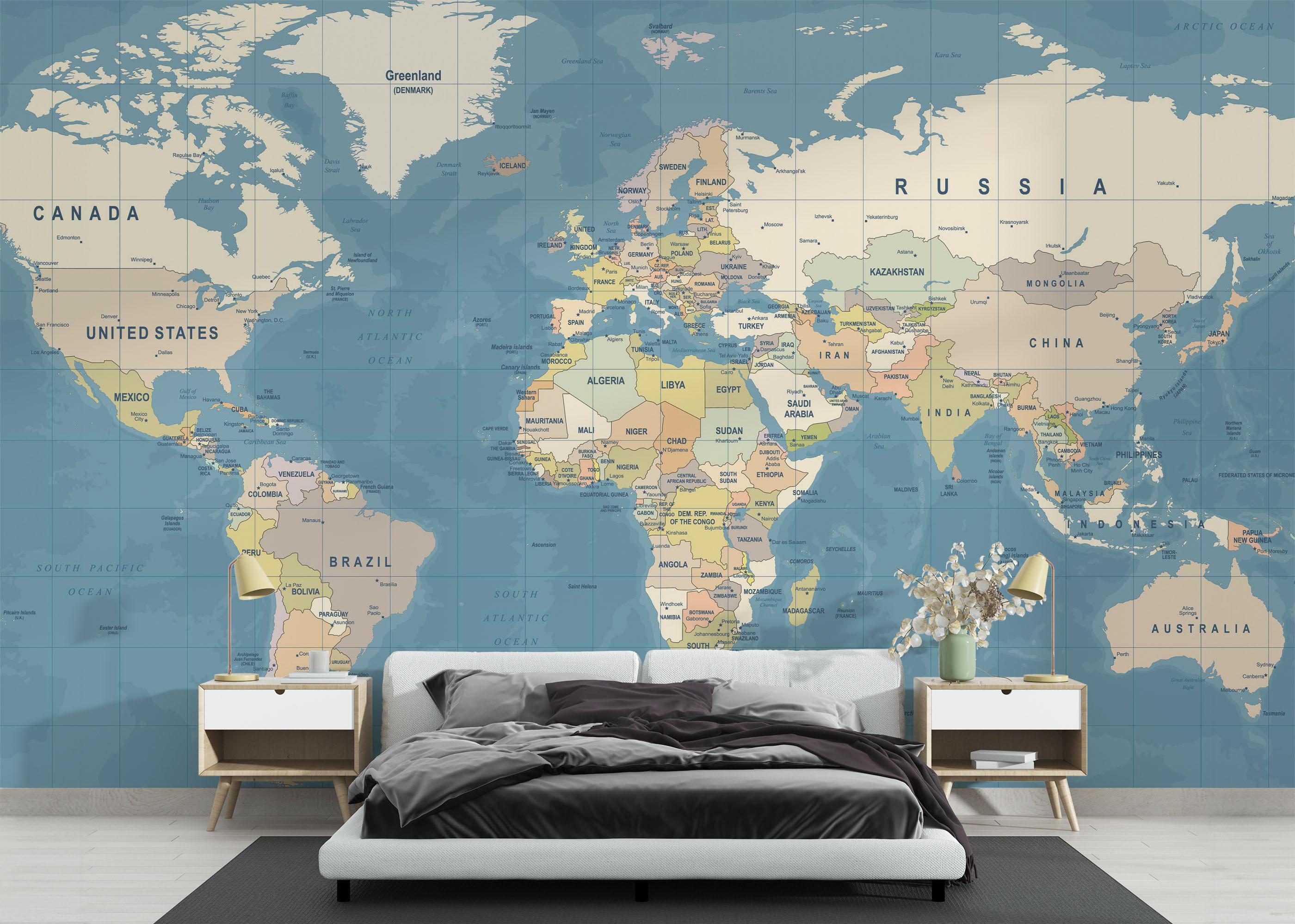 Fototapete Blue Ocean Map mockup 3