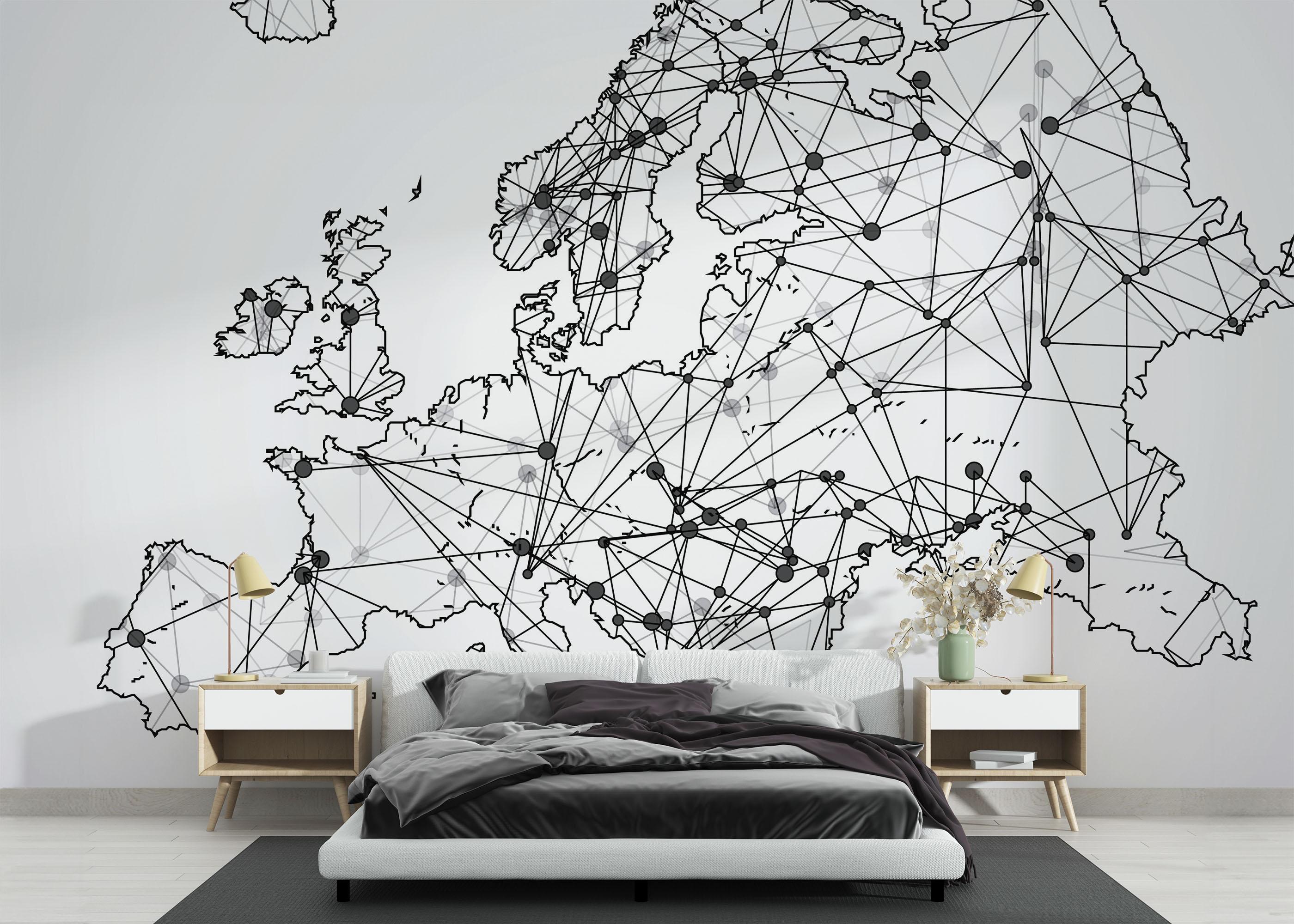 Fototapete Connecting Map mockup 3