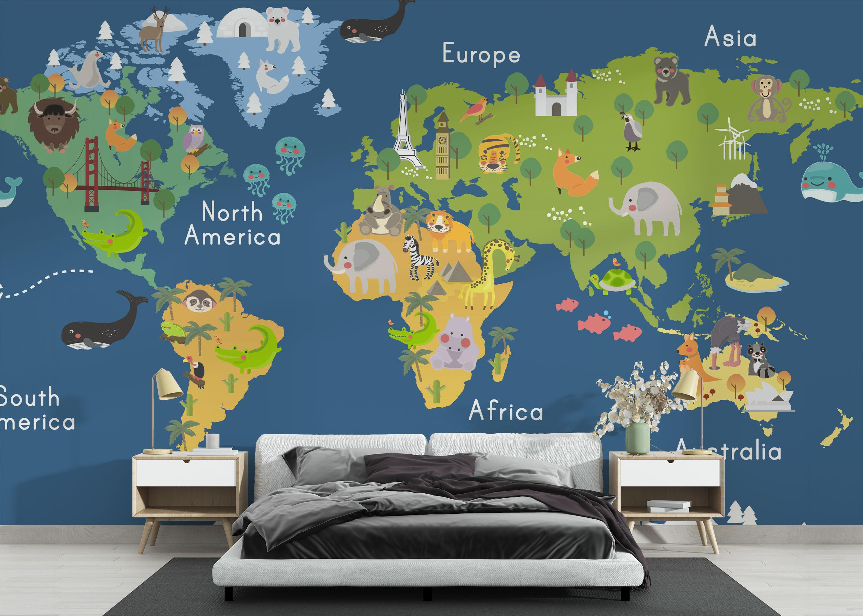Fototapete Cute Kids Map mockup 3
