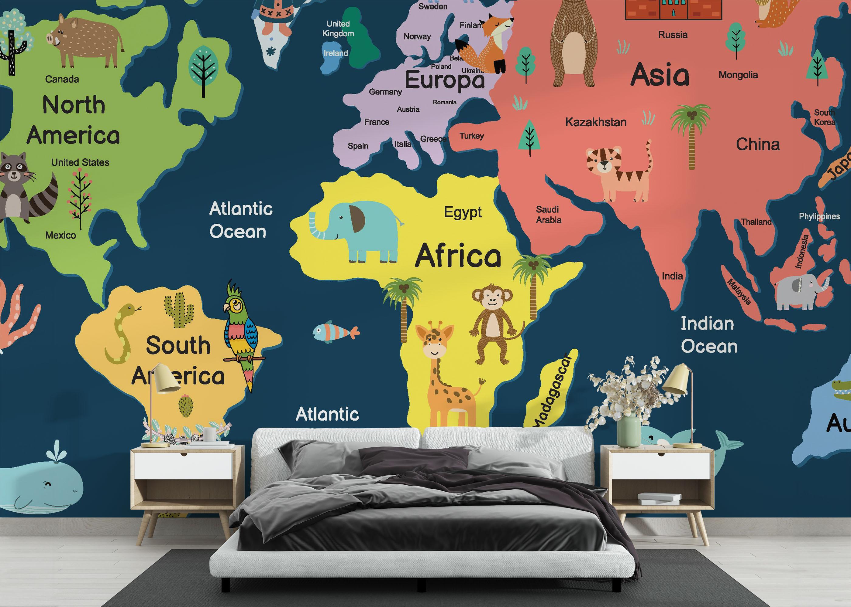 Fototapete Cute Map Art mockup 3