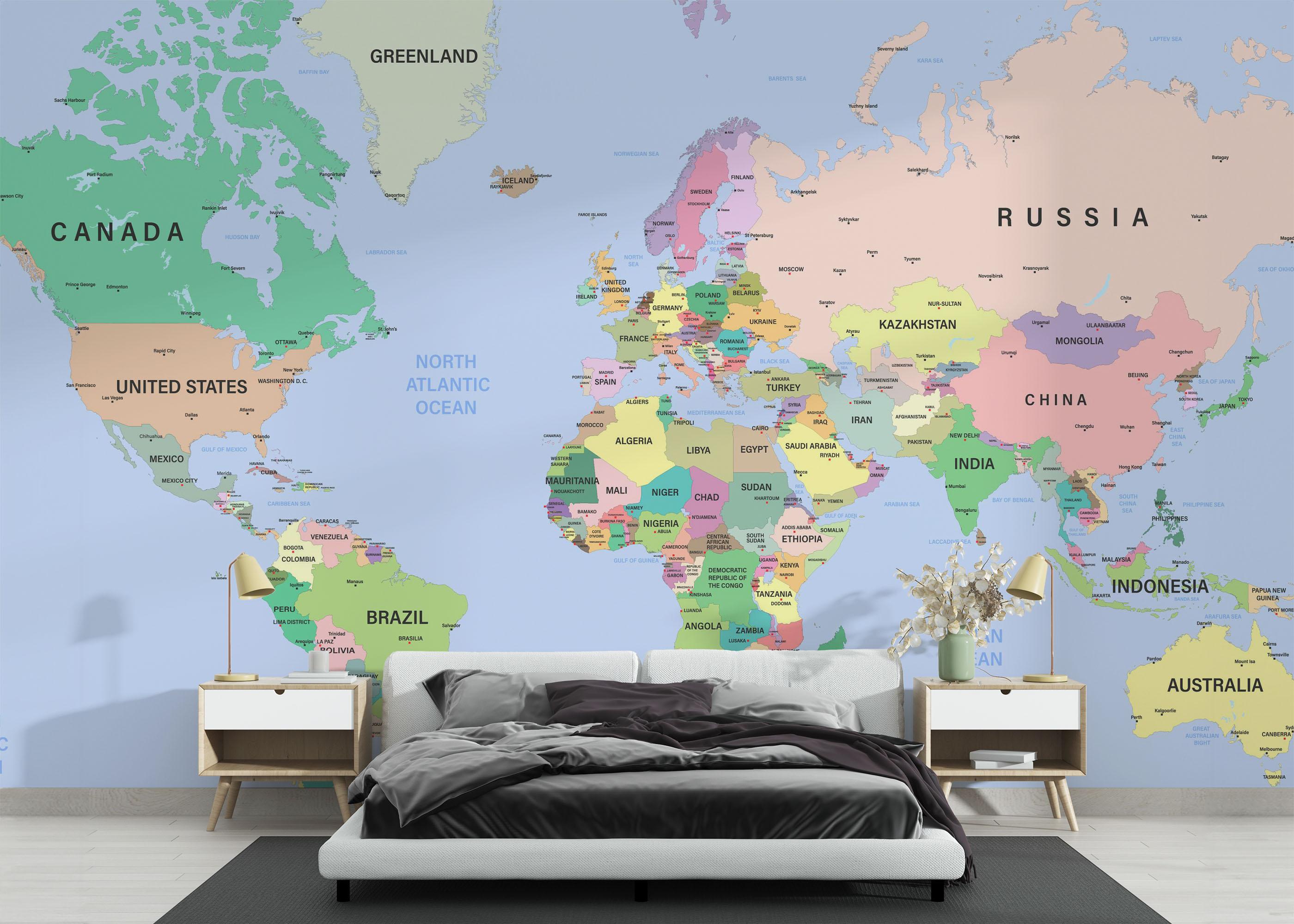 Fototapete Detailed Political Map mockup 3