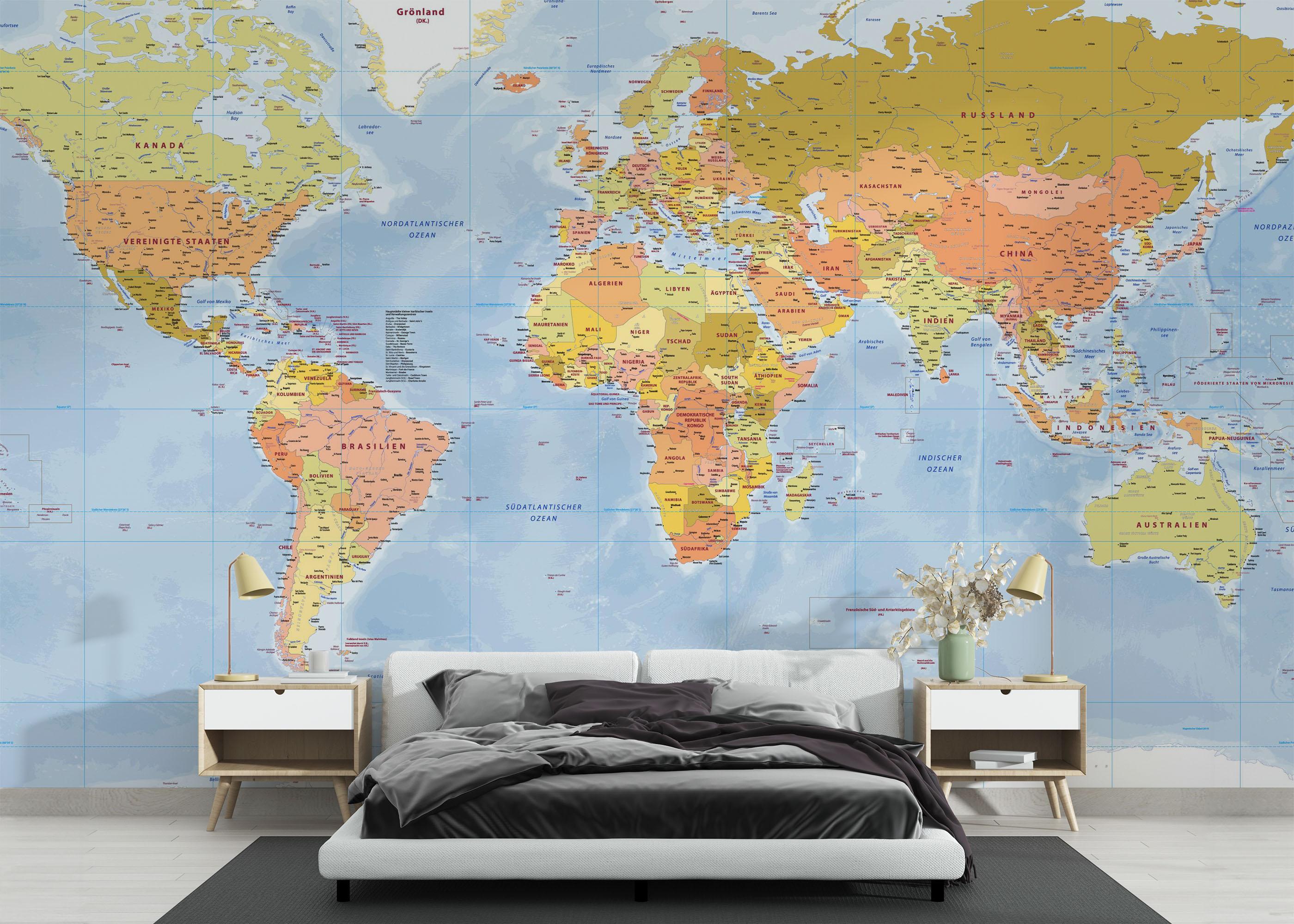 Fototapete Green Orange Map mockup 3