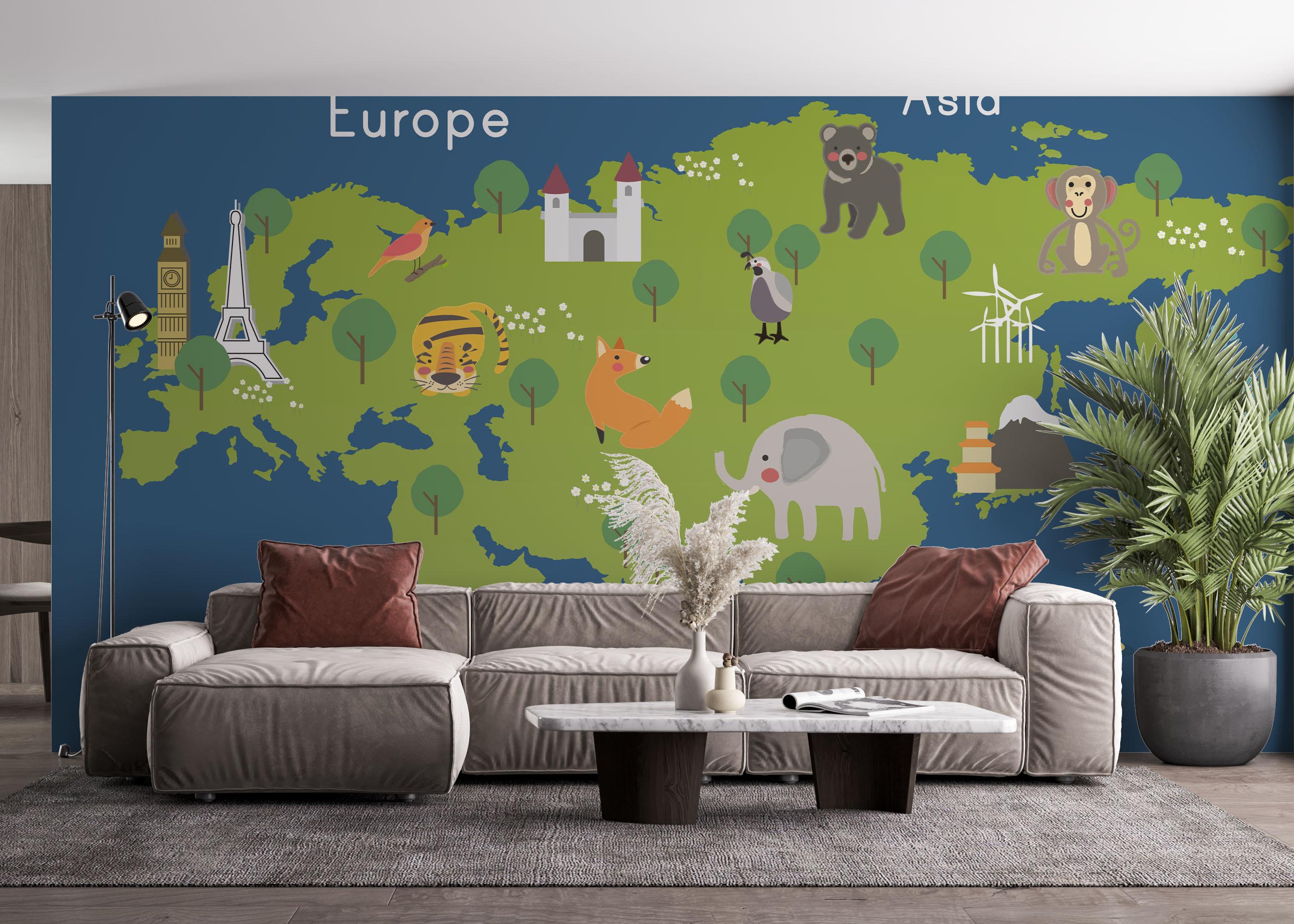 Fototapete Asia Europe Map mockup 4