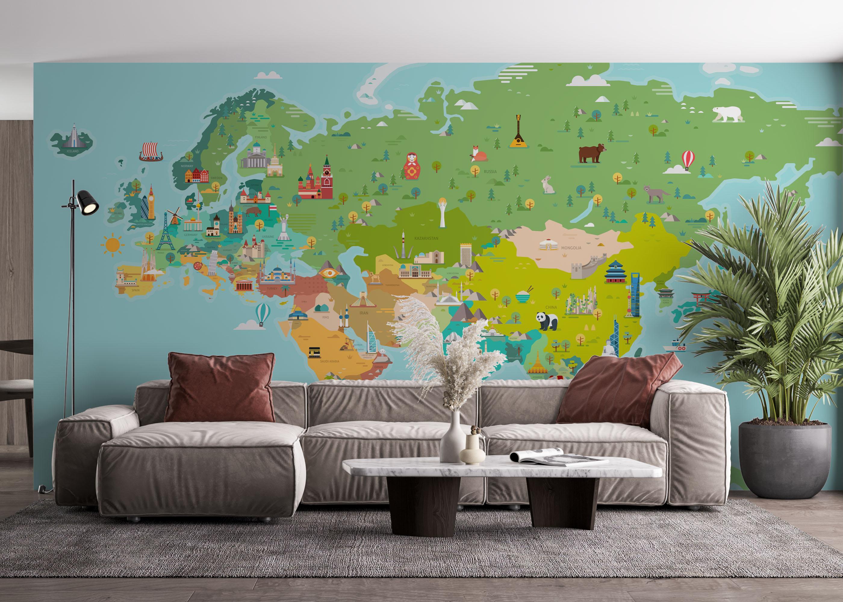 Fototapete Big Colorful Map mockup 4