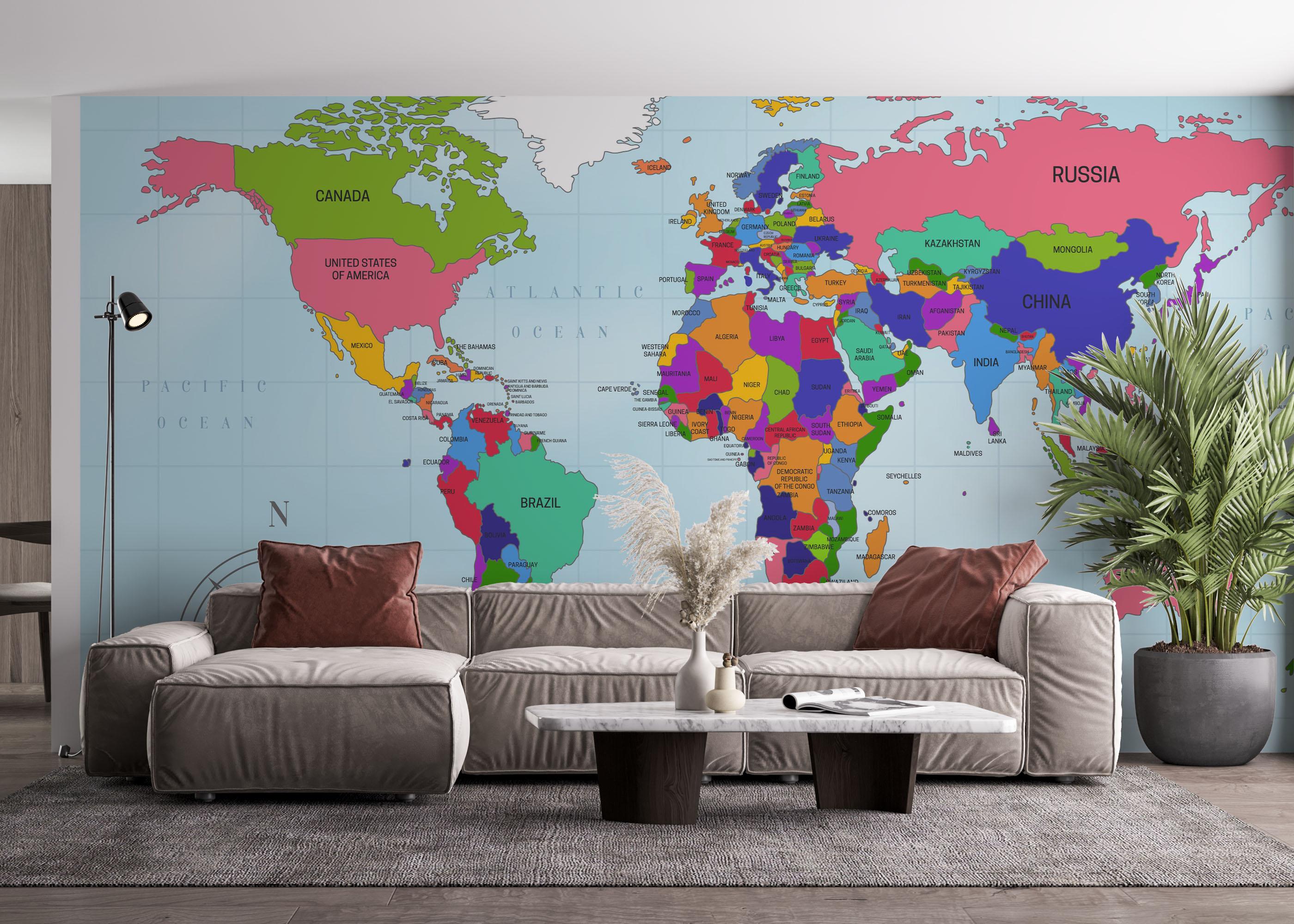 Fototapete Big World Map mockup 4
