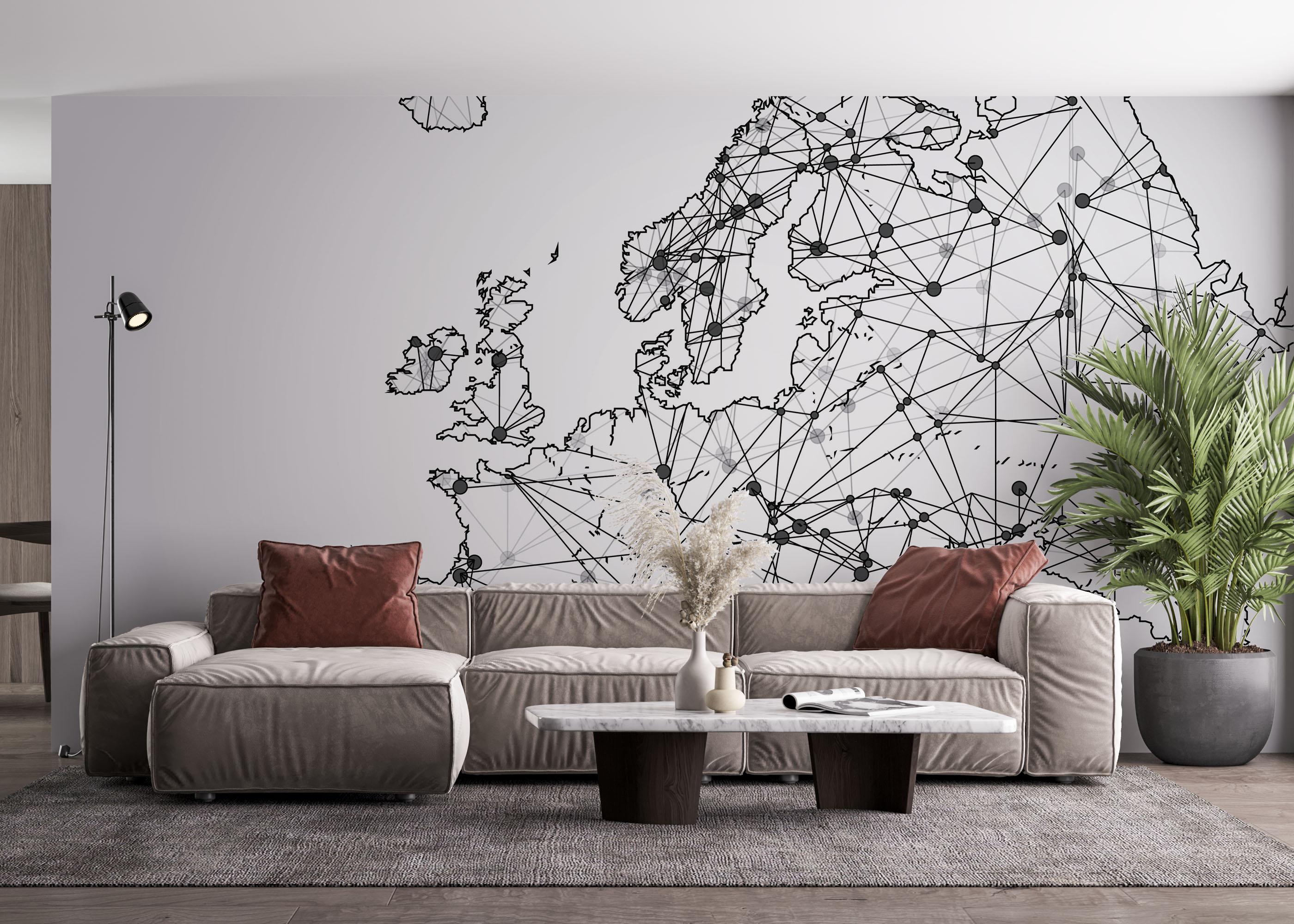 Fototapete Connecting Map mockup 4