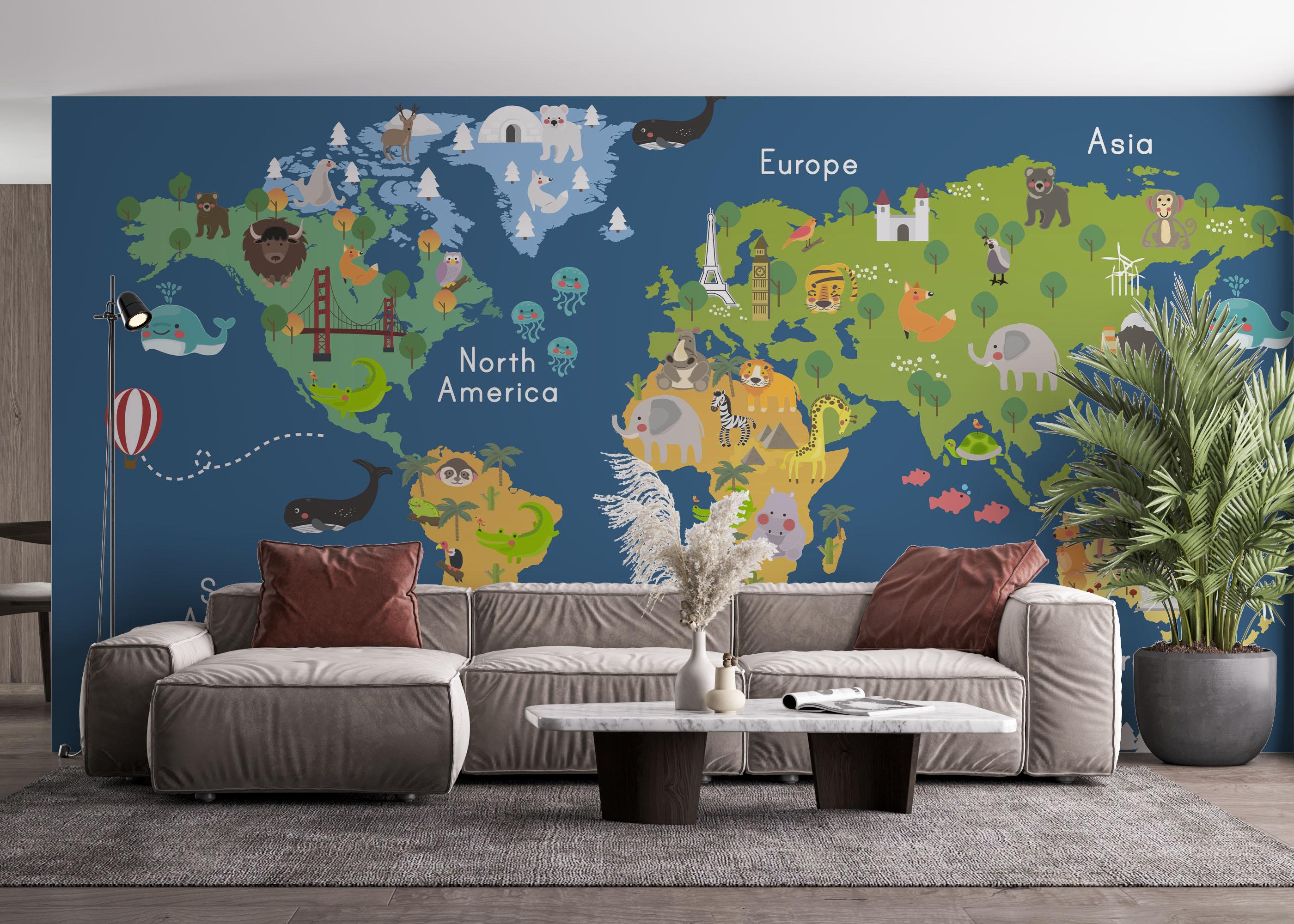 Fototapete Cute Kids Map mockup 4