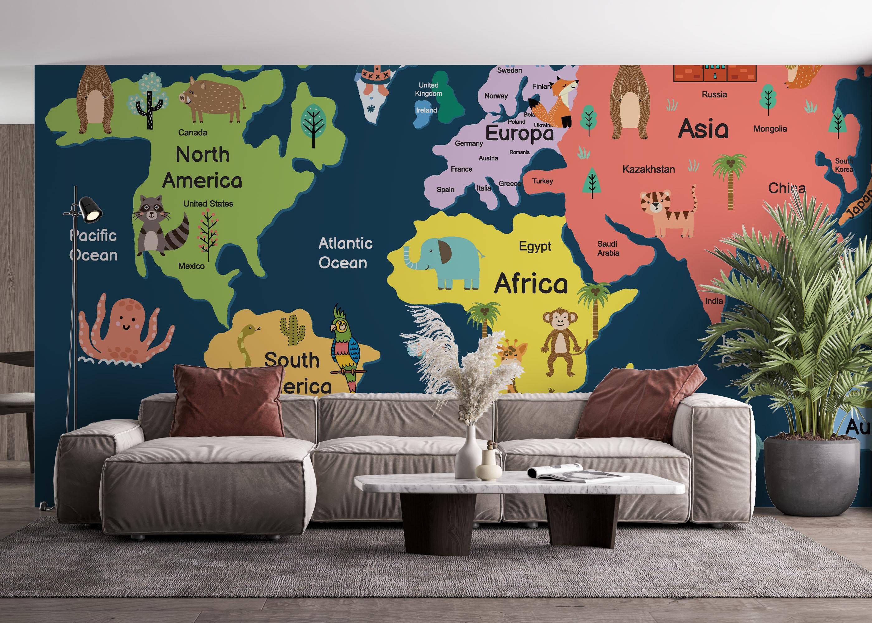 Fototapete Cute Map Art mockup 4