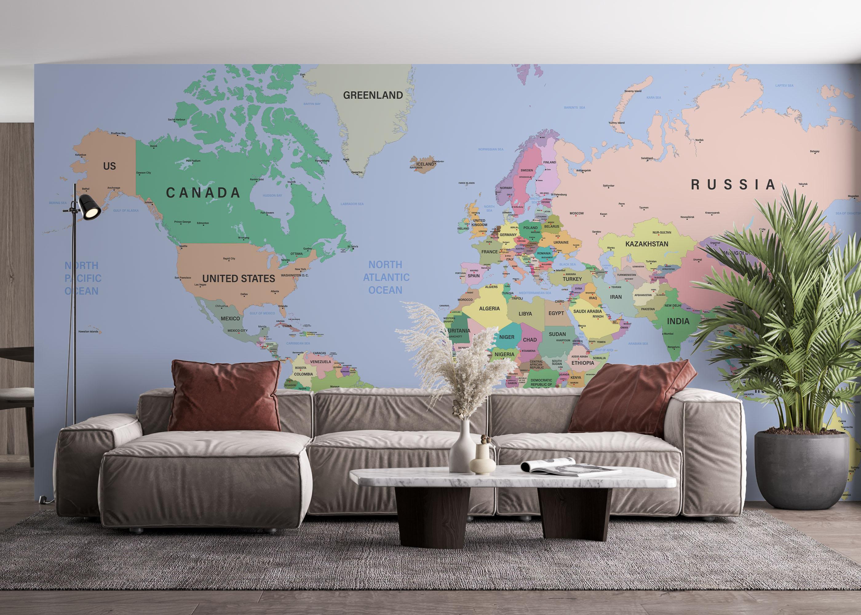 Fototapete Detailed Political Map mockup 4