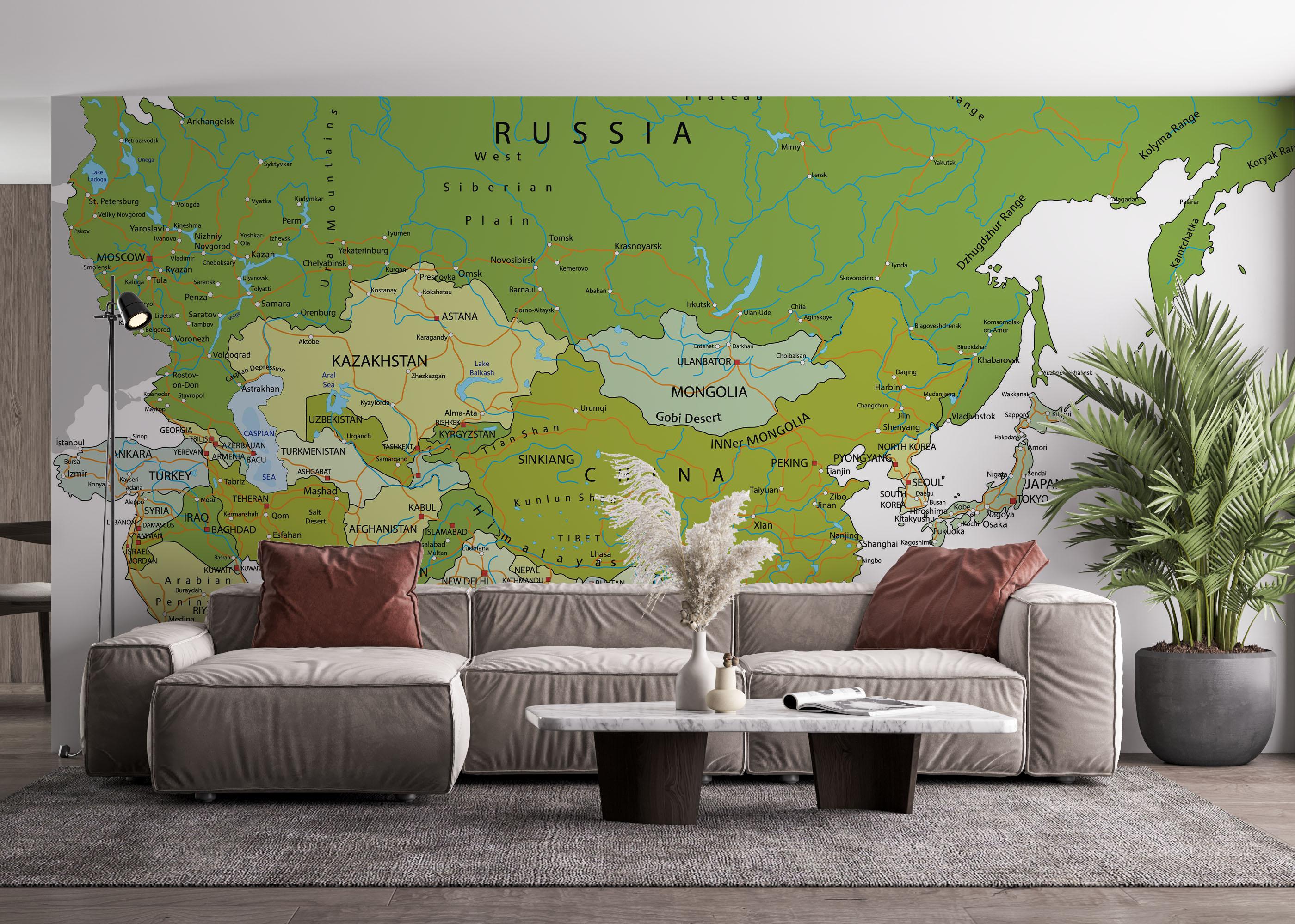 Fototapete Green Asia Map mockup 4