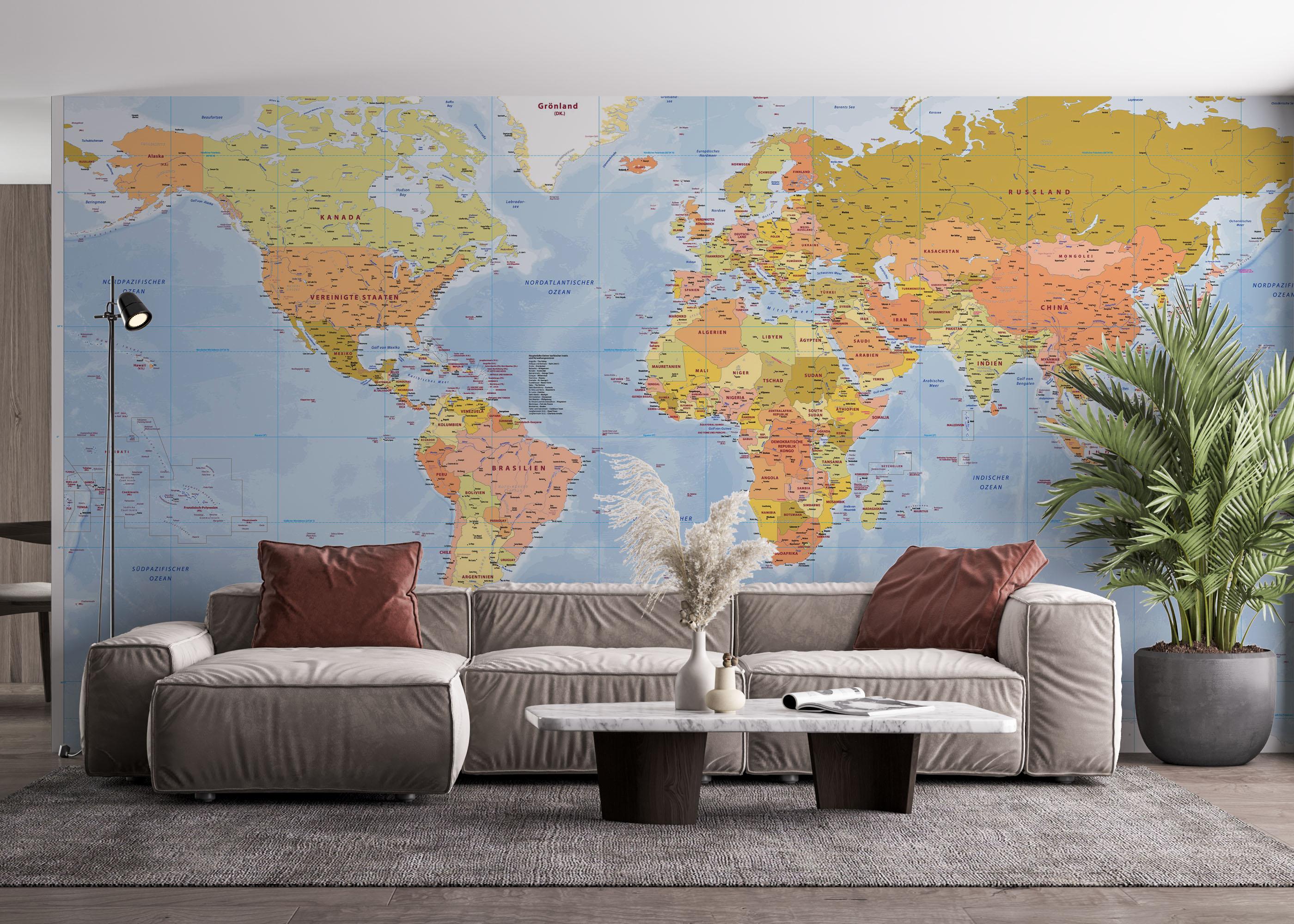 Fototapete Green Orange Map mockup 4