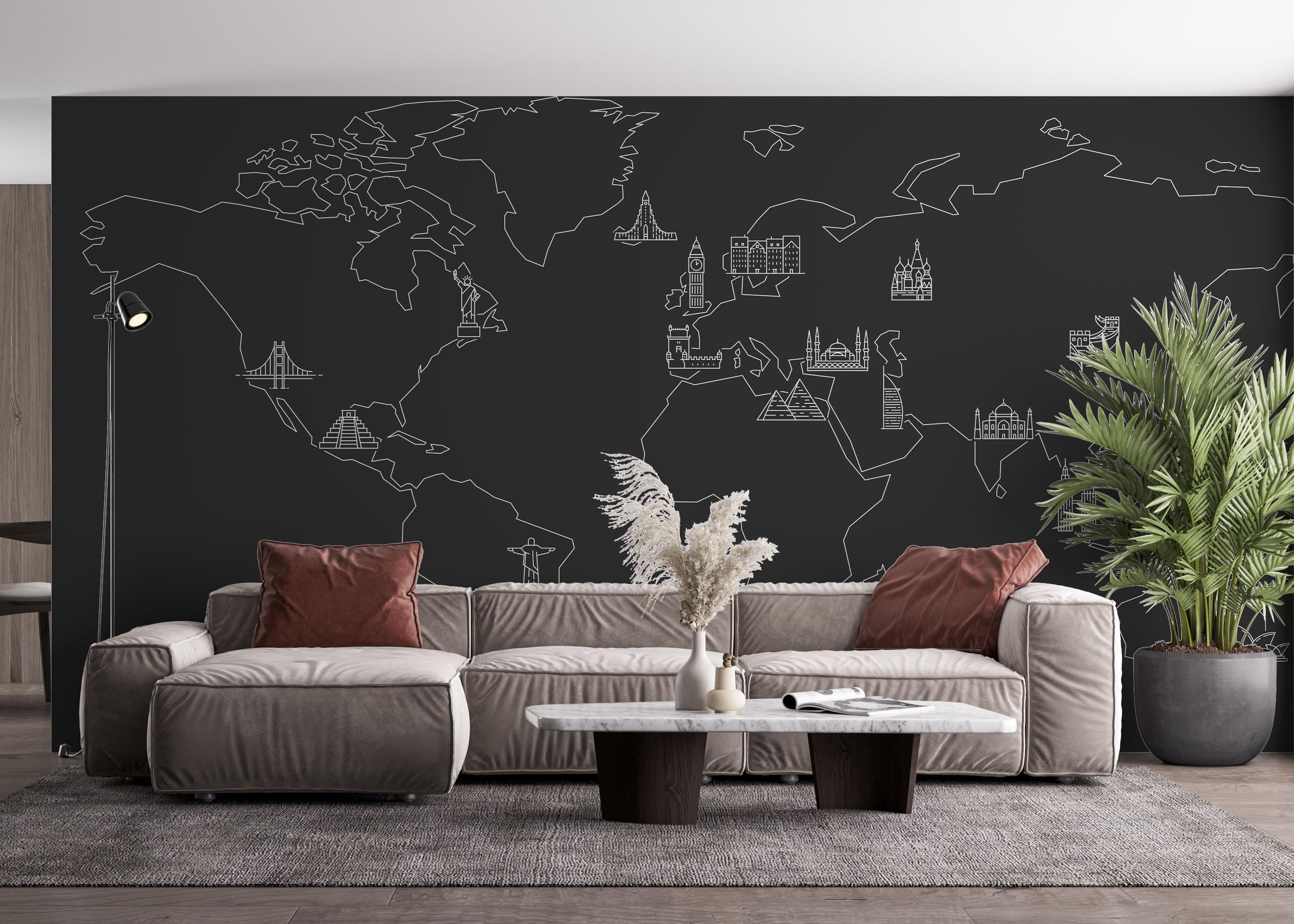 Fototapete Grey White Map mockup 4
