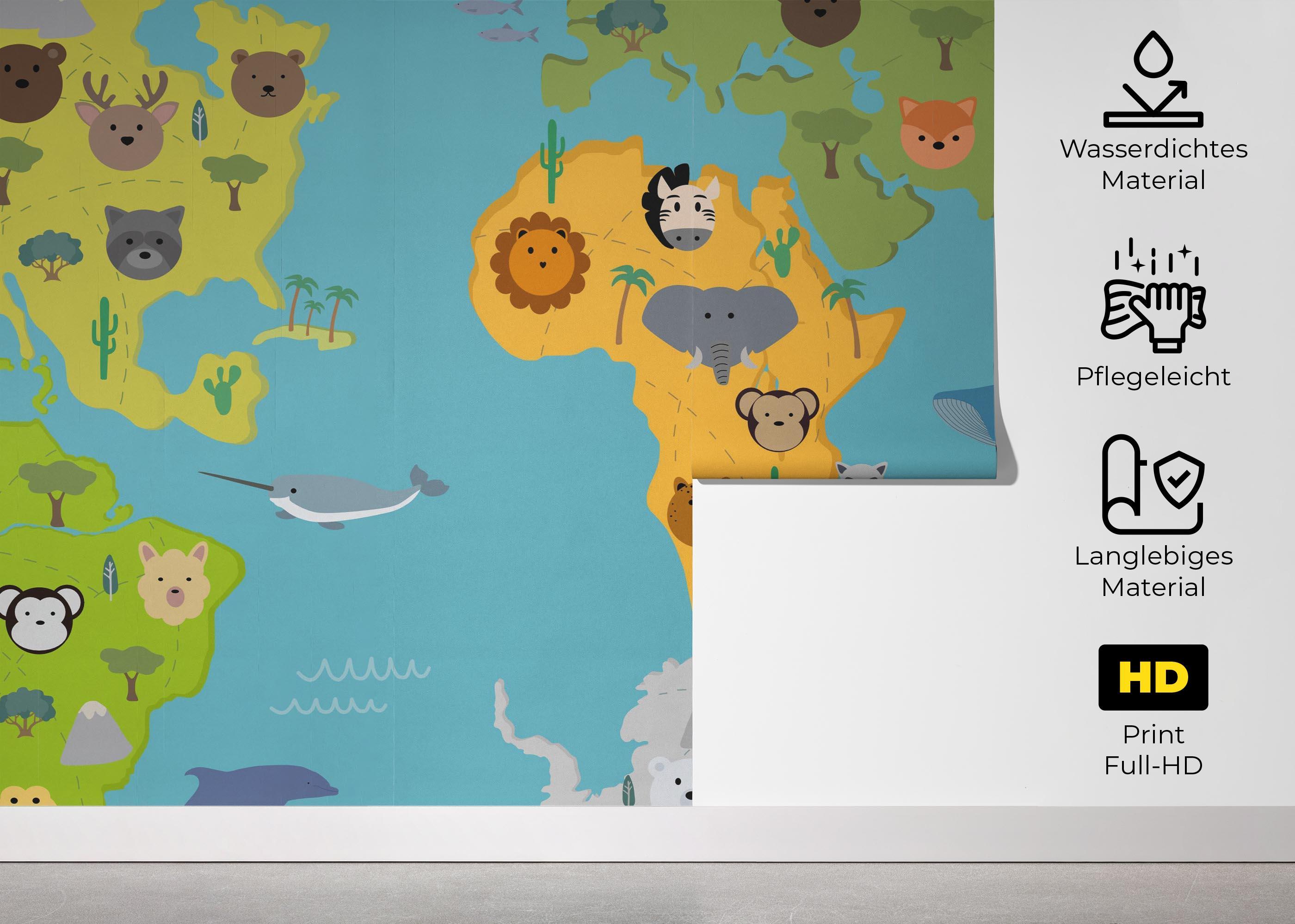 Fototapete Animals Kids Map mockup 5