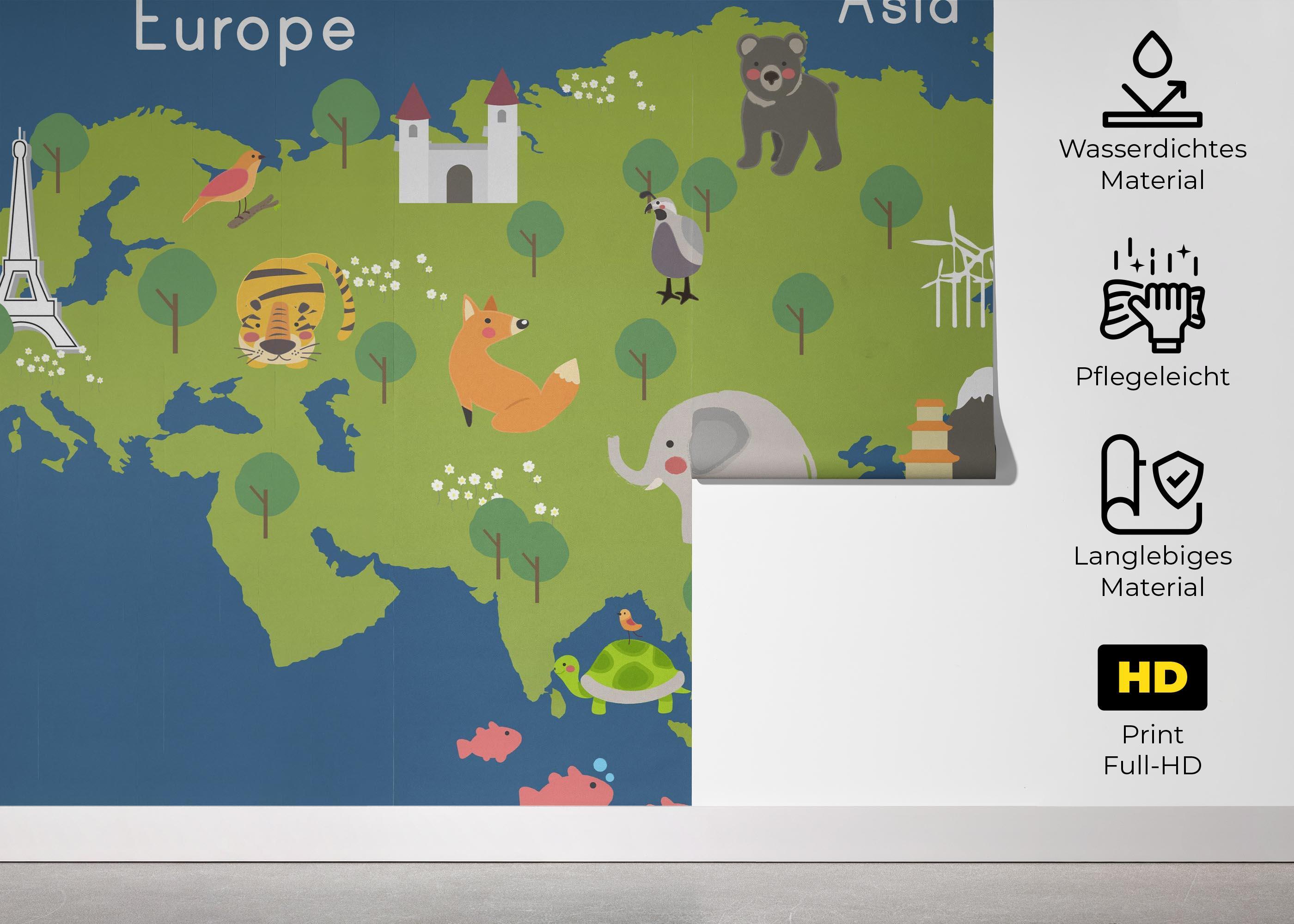 Fototapete Asia Europe Map mockup 5