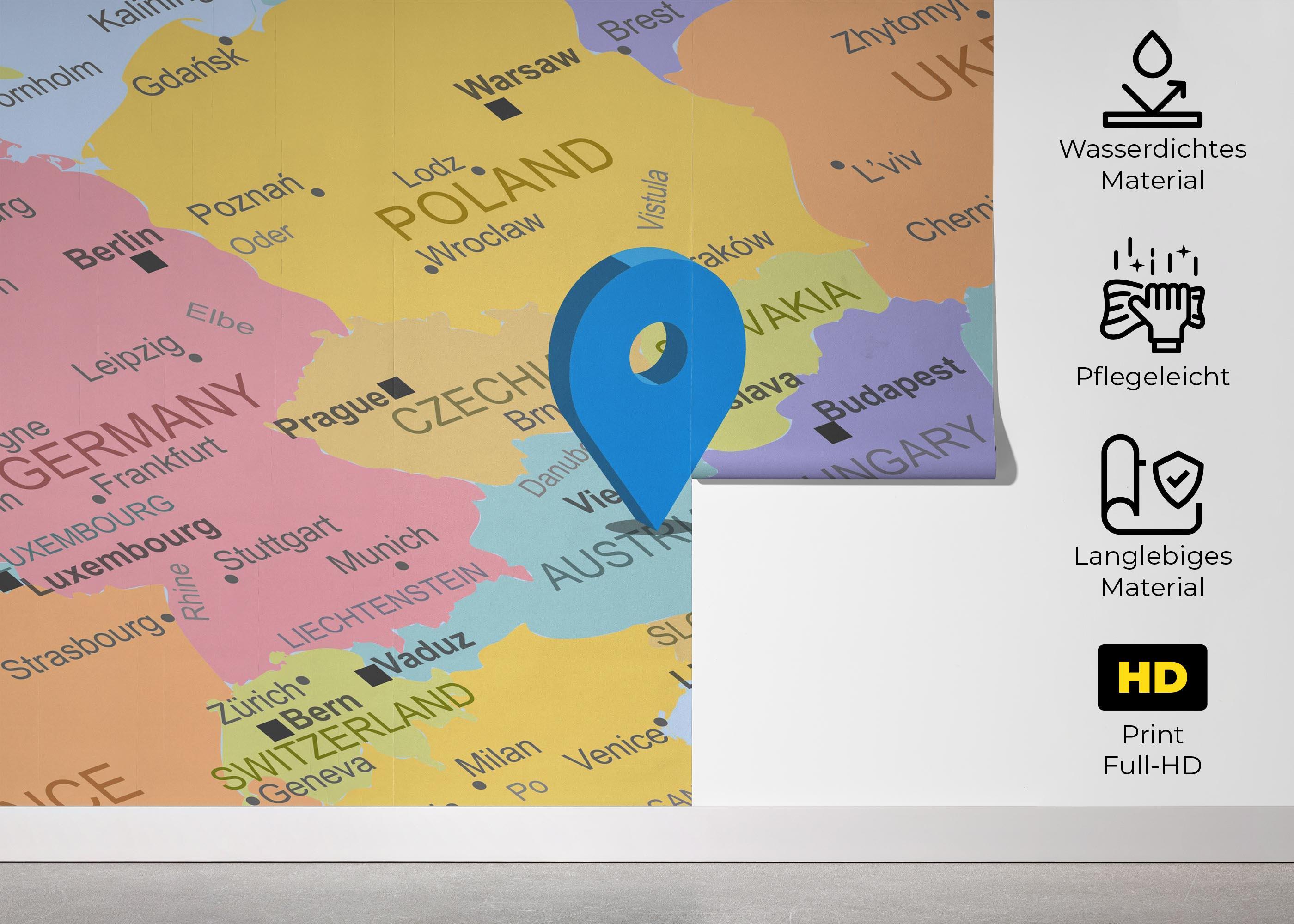 Fototapete Austria Map mockup 5