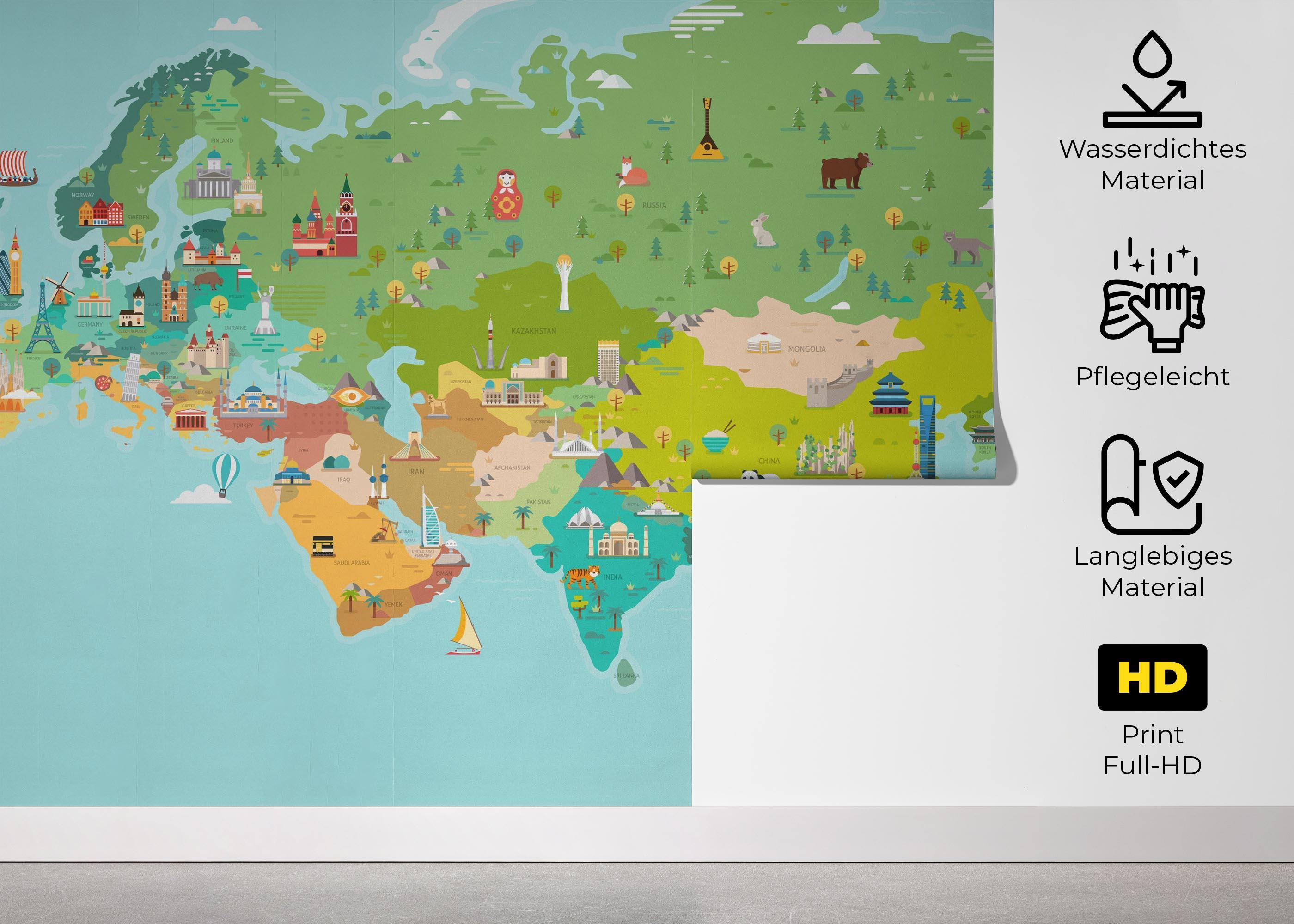 Fototapete Big Colorful Map mockup 5