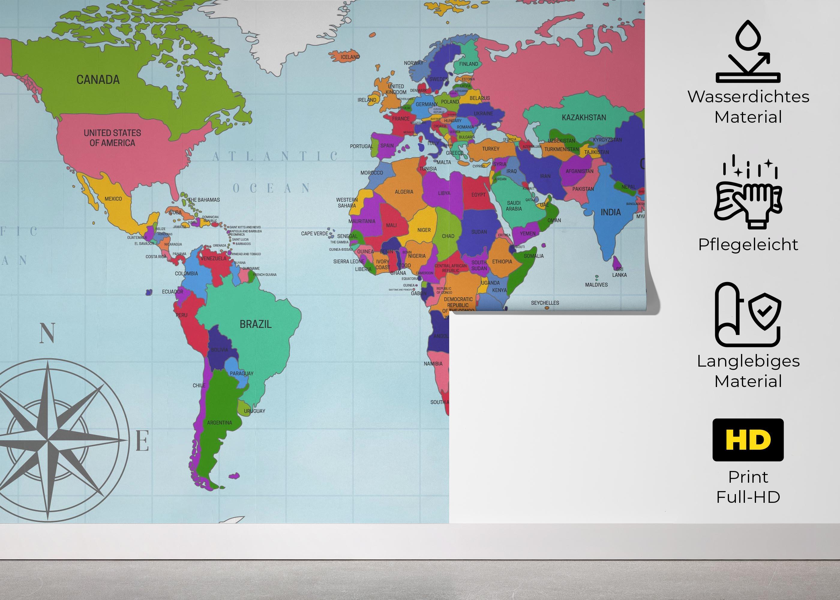 Fototapete Big World Map mockup 5