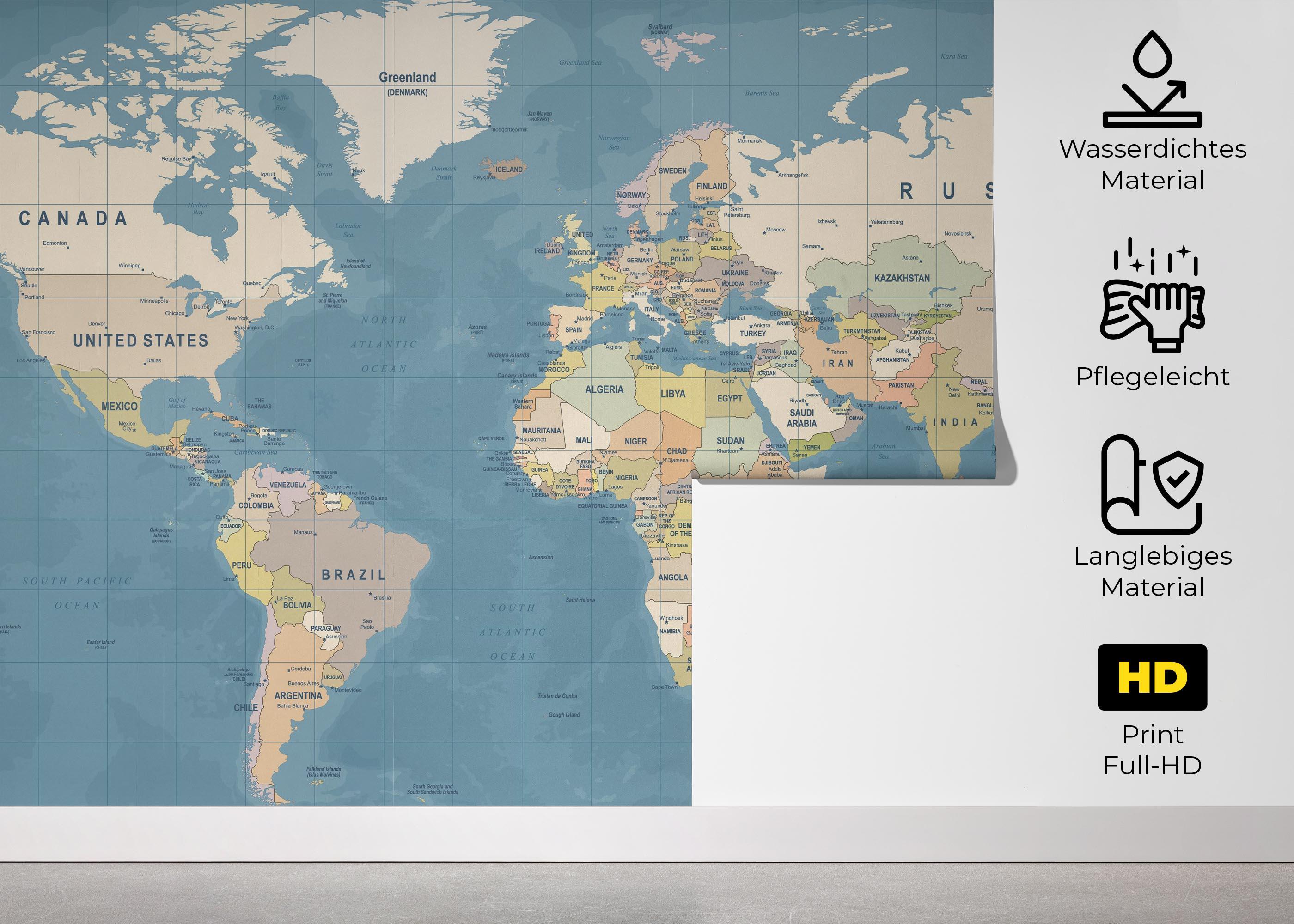 Fototapete Blue Ocean Map mockup 5