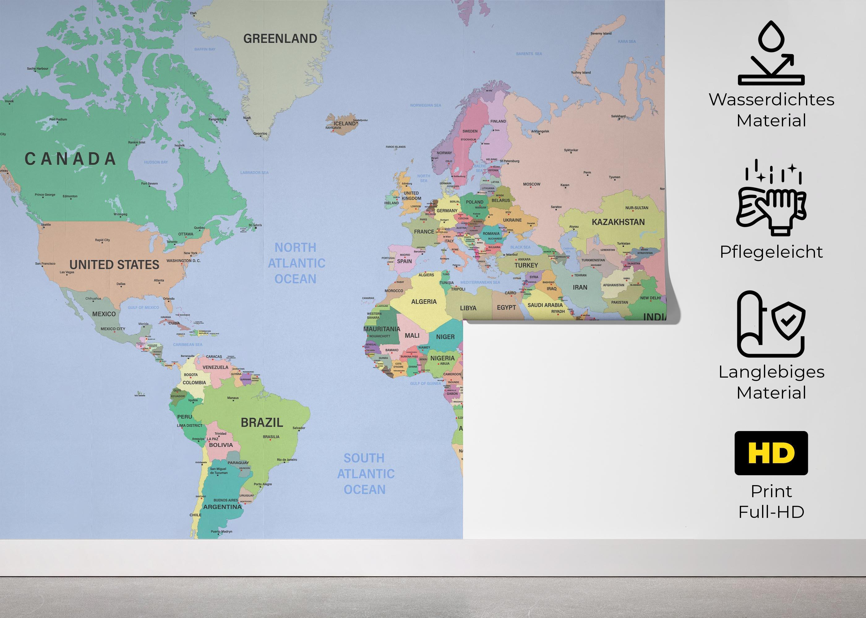 Fototapete Detailed Political Map mockup 5