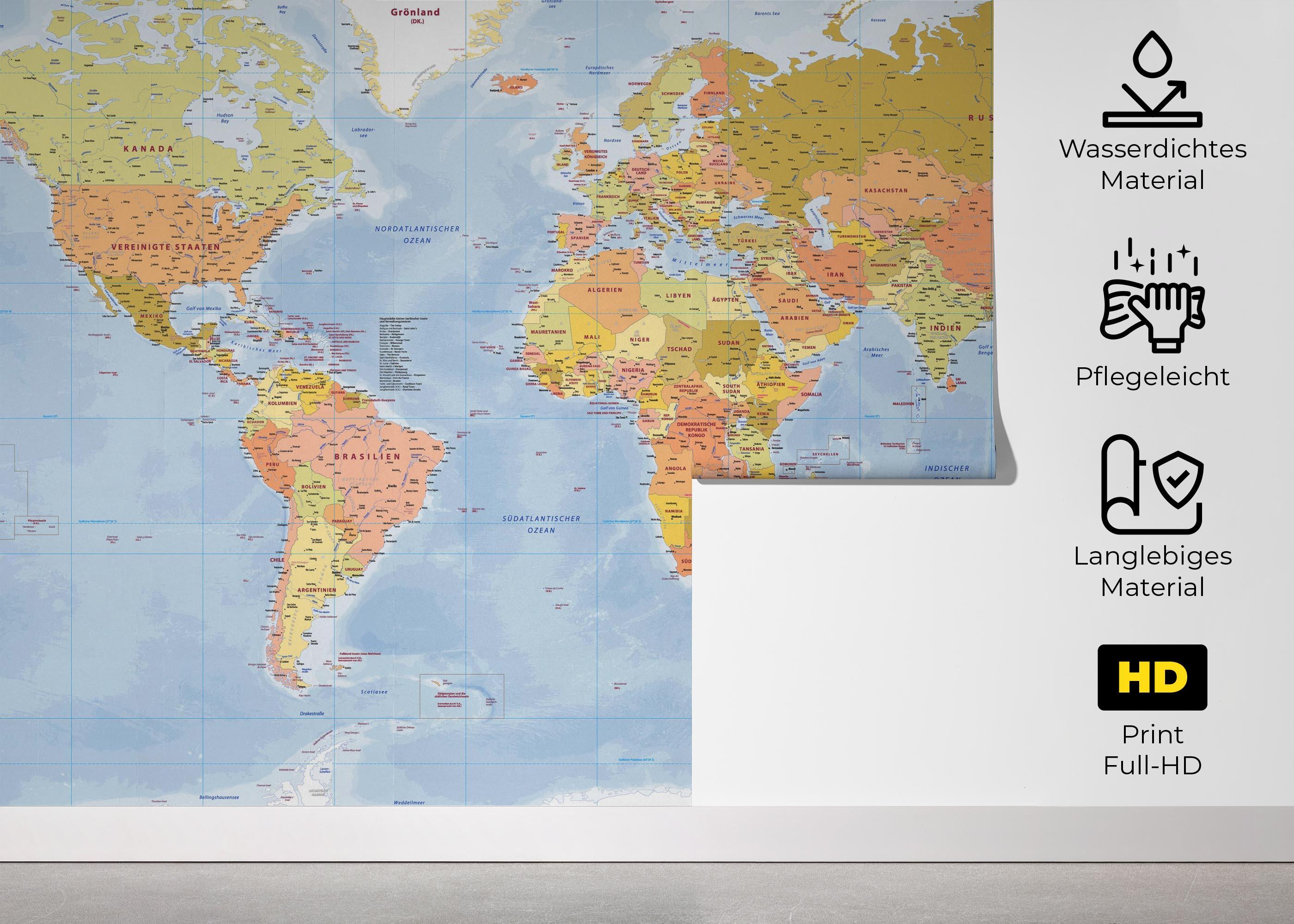 Fototapete Green Orange Map mockup 5