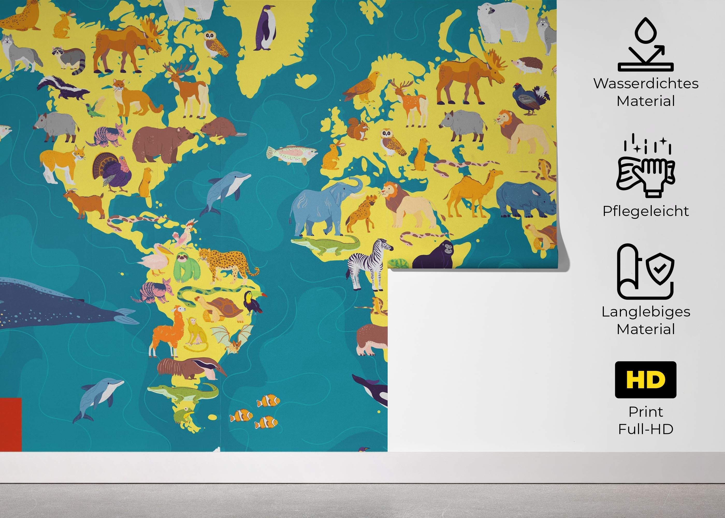 Fototapete Yellow Animal Map mockup 5