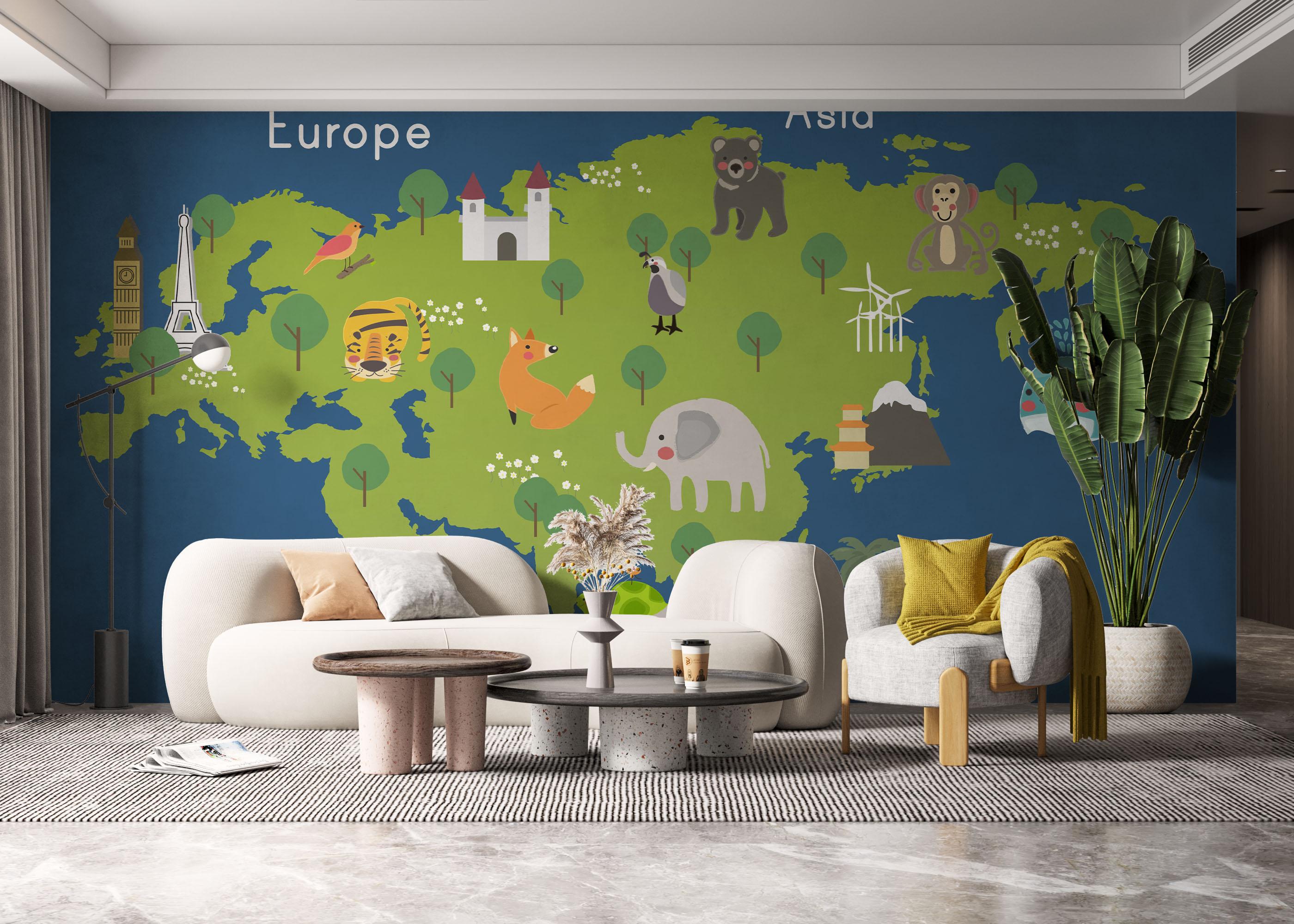 Fototapete Asia Europe Map mockup 6