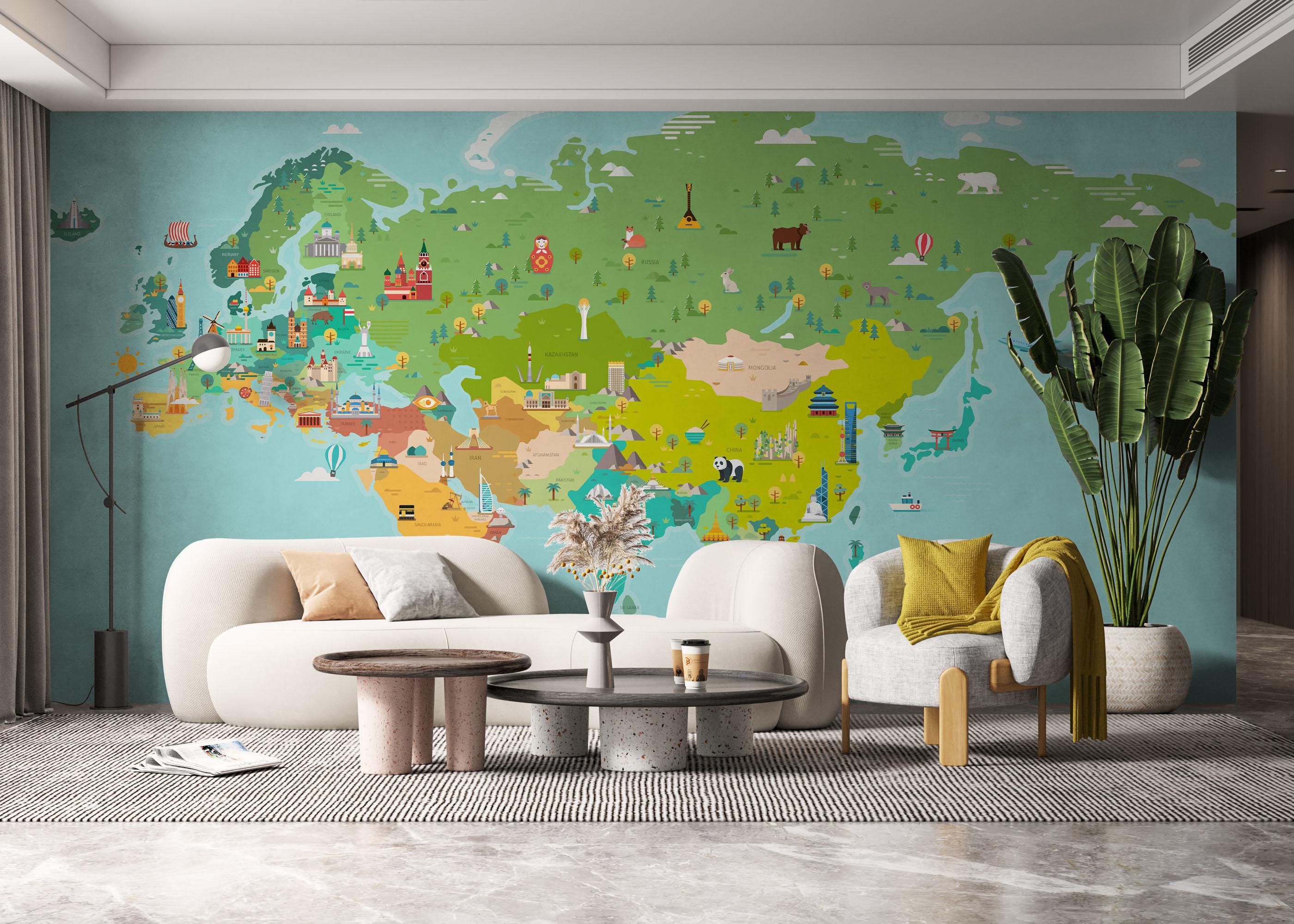 Fototapete Big Colorful Map mockup 6