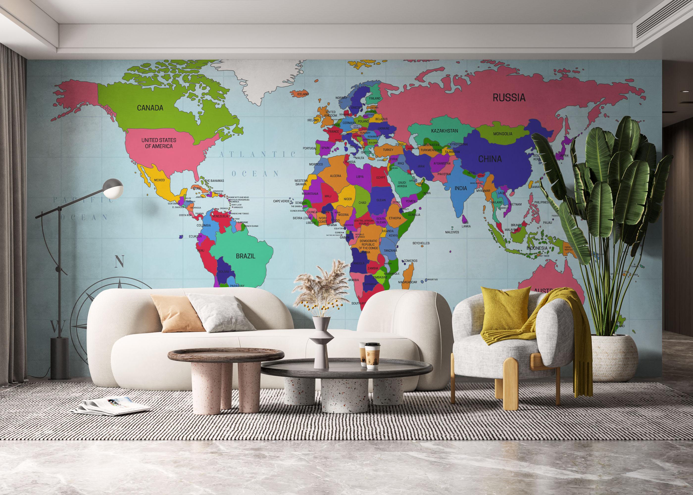 Fototapete Big World Map mockup 6