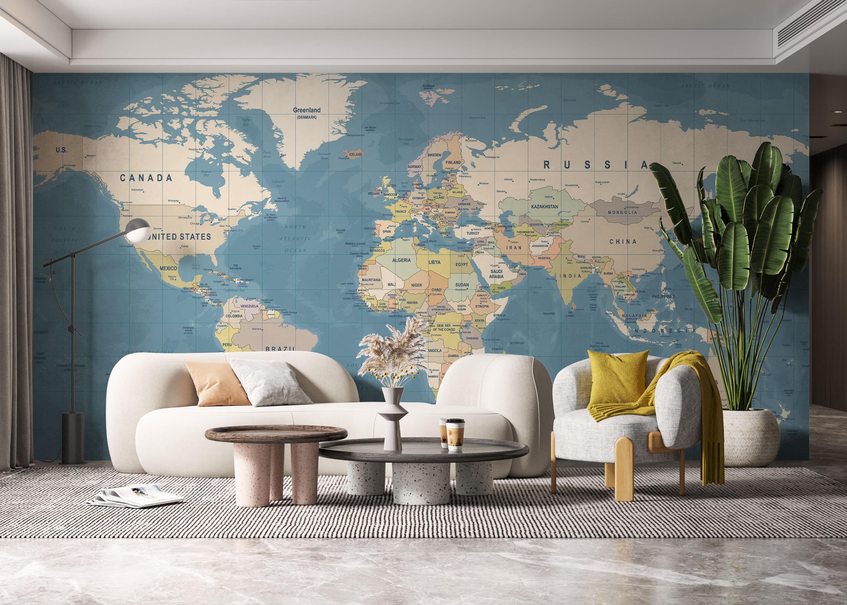 Fototapete Blue Ocean Map mockup 6