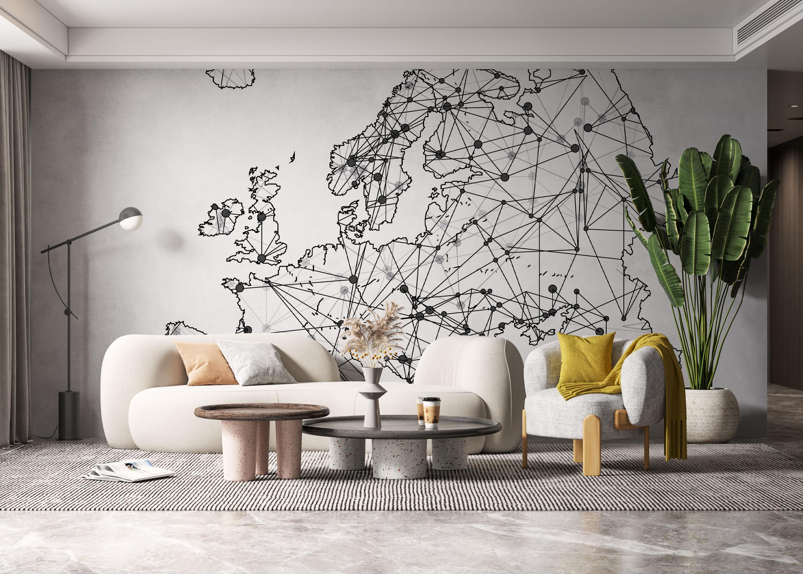 Fototapete Connecting Map mockup 6