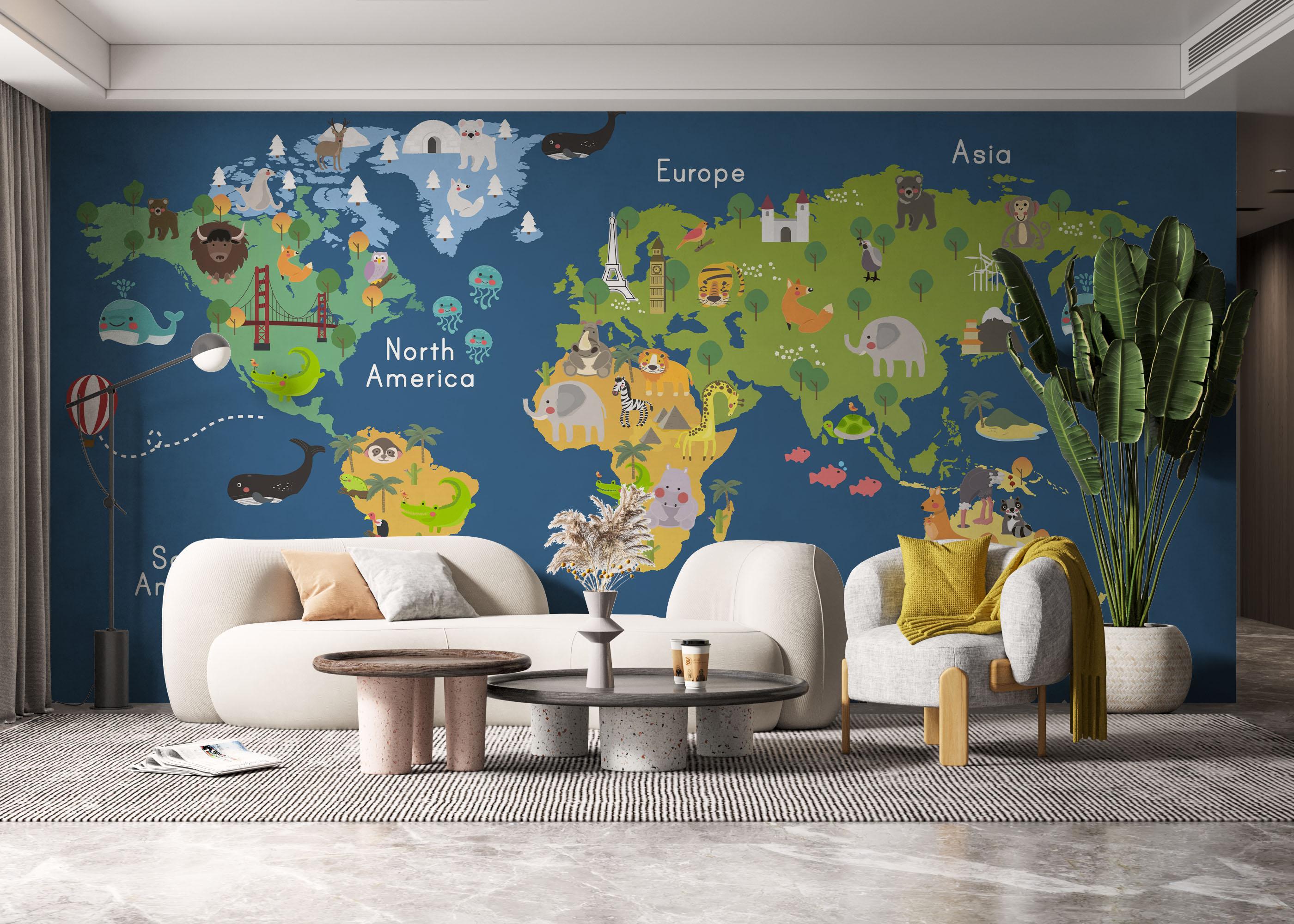 Fototapete Cute Kids Map mockup 6