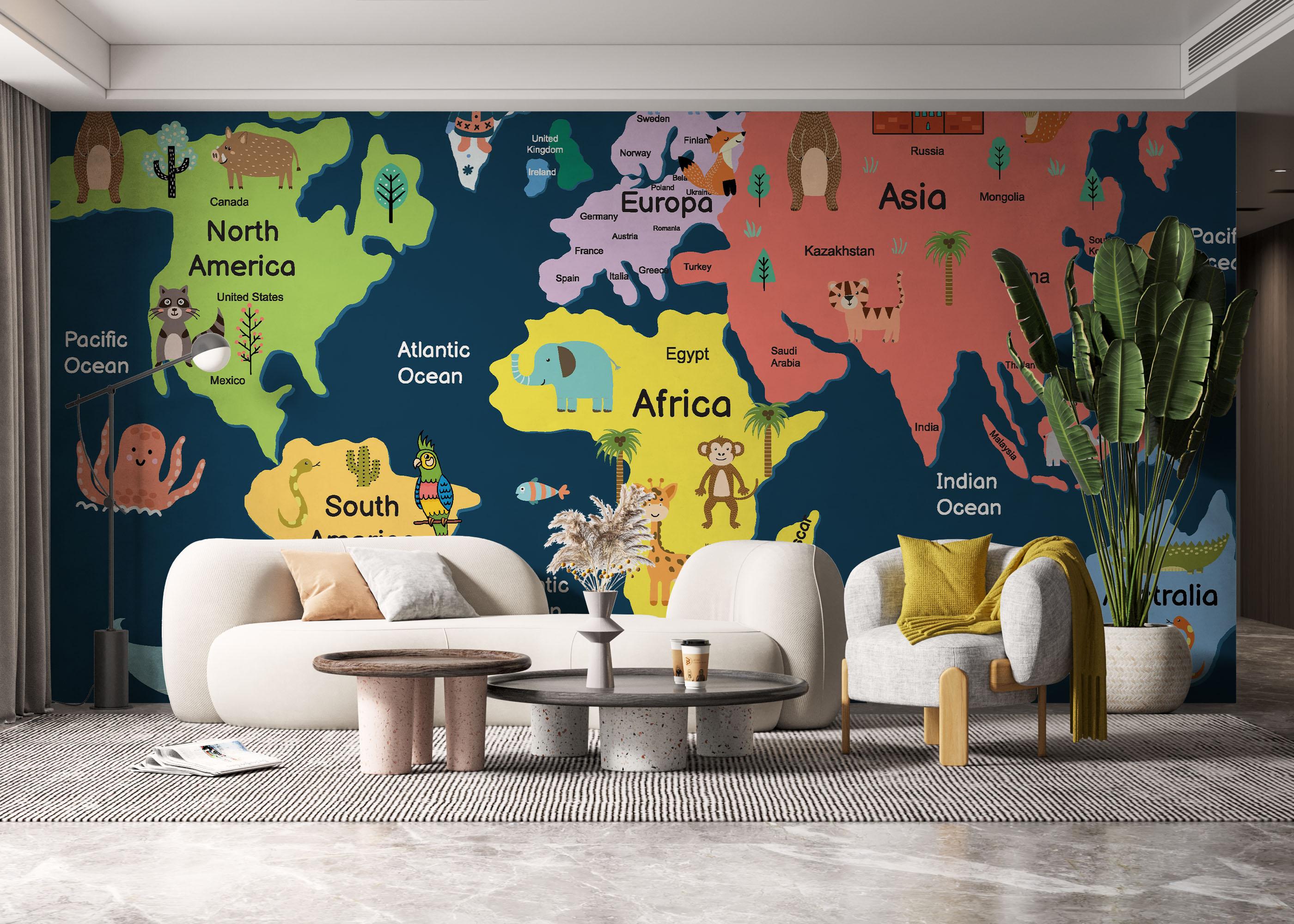 Fototapete Cute Map Art mockup 6