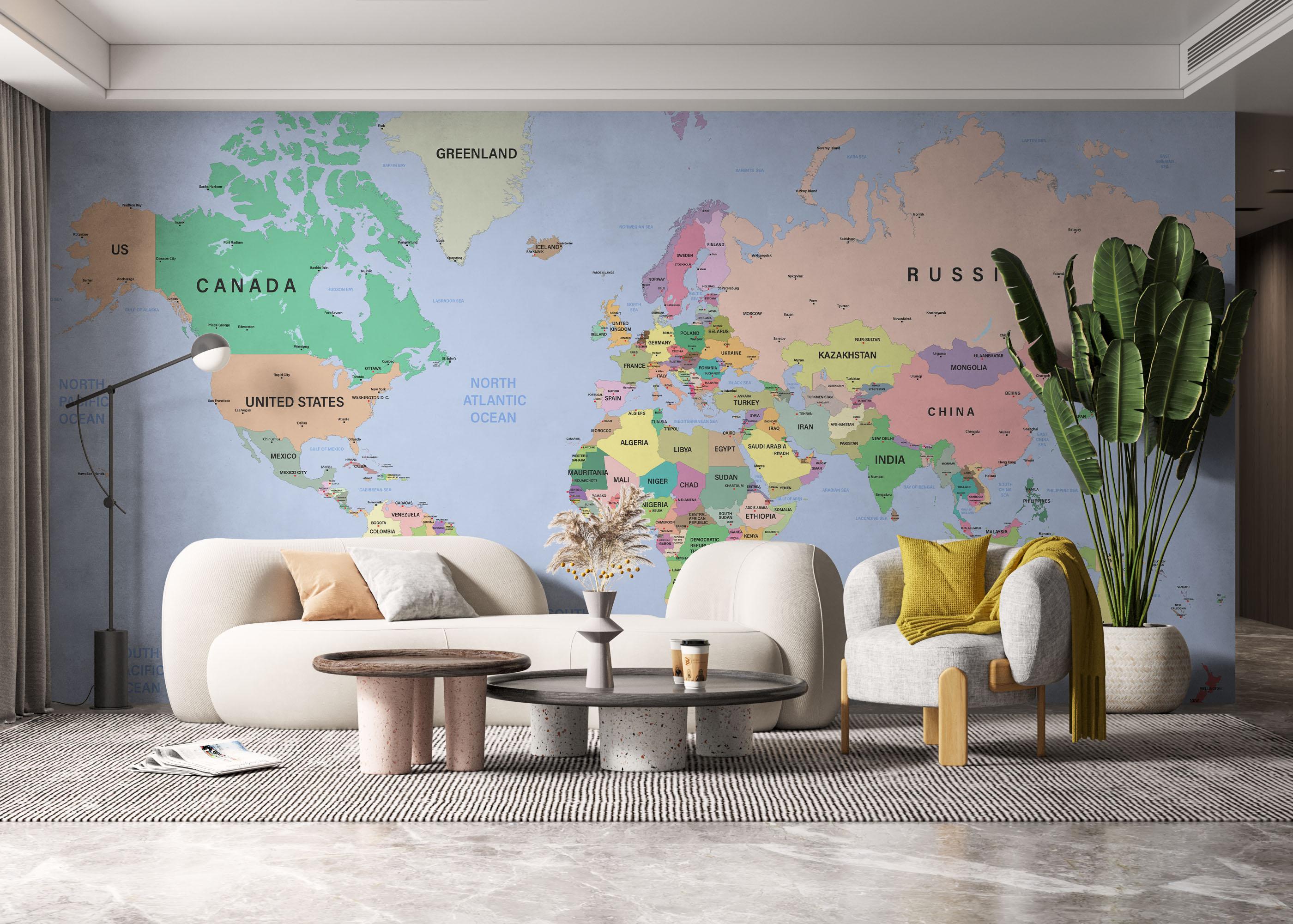 Fototapete Detailed Political Map mockup 6