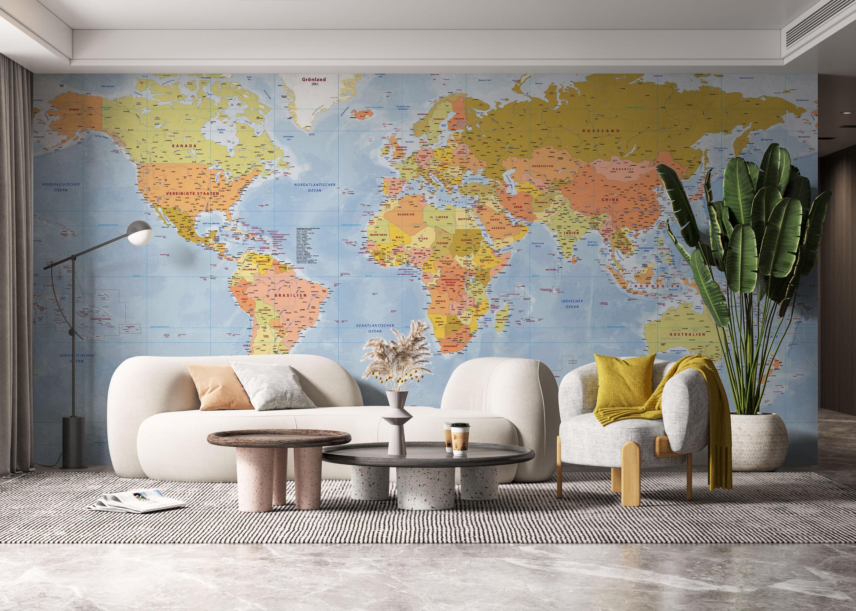 Fototapete Green Orange Map mockup 6