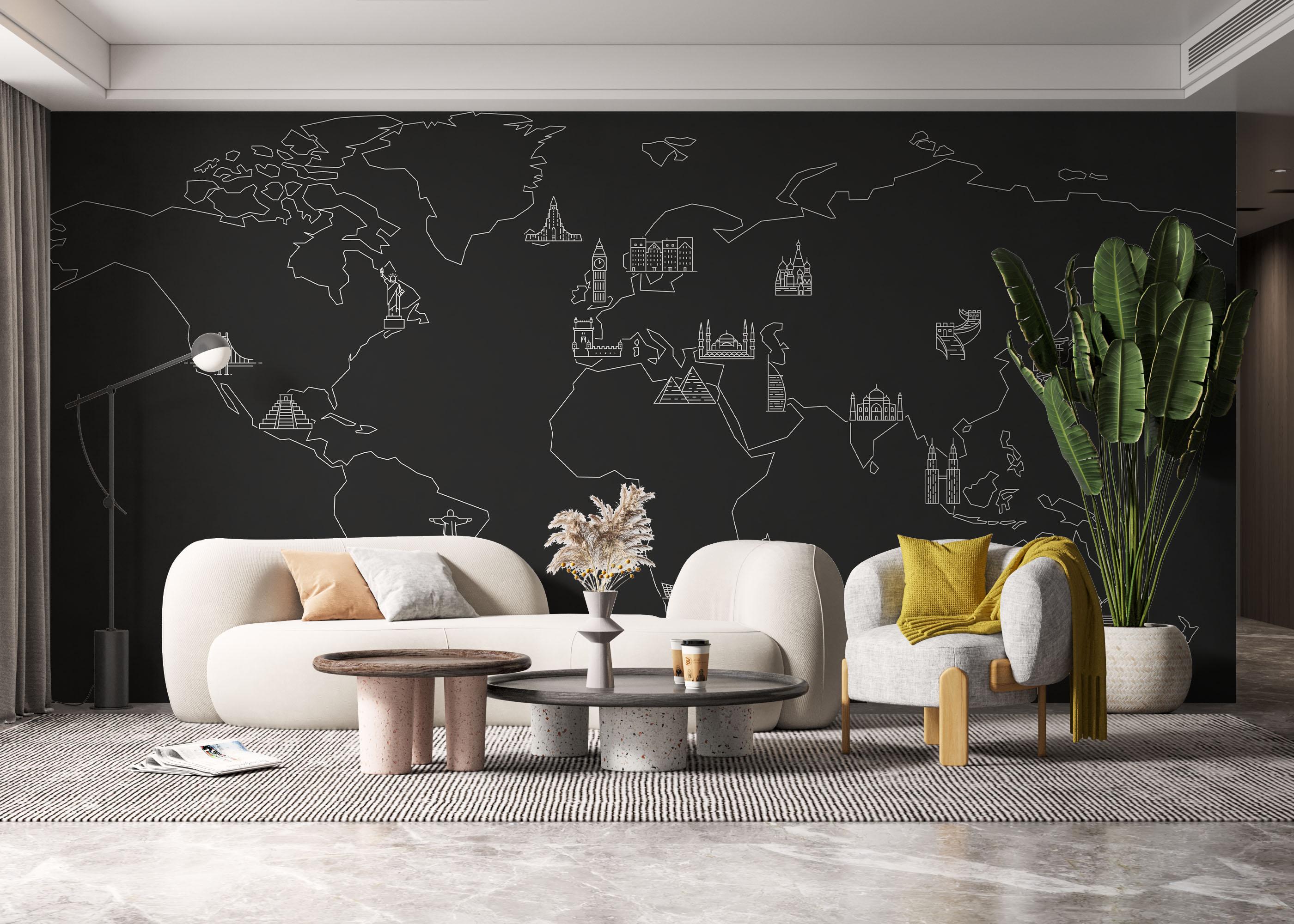 Fototapete Grey White Map mockup 6