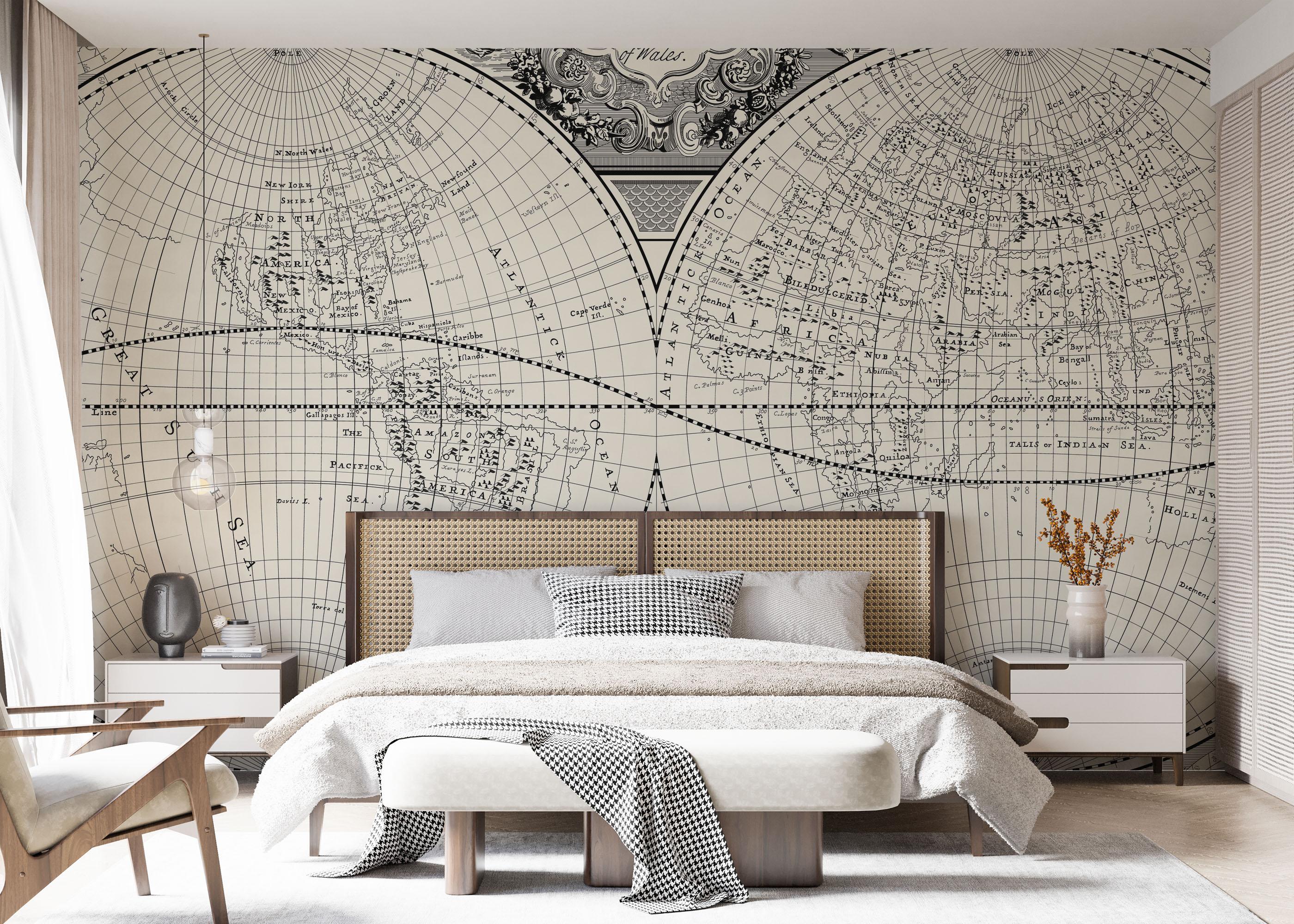 Fototapete Black Old Map mockup 7