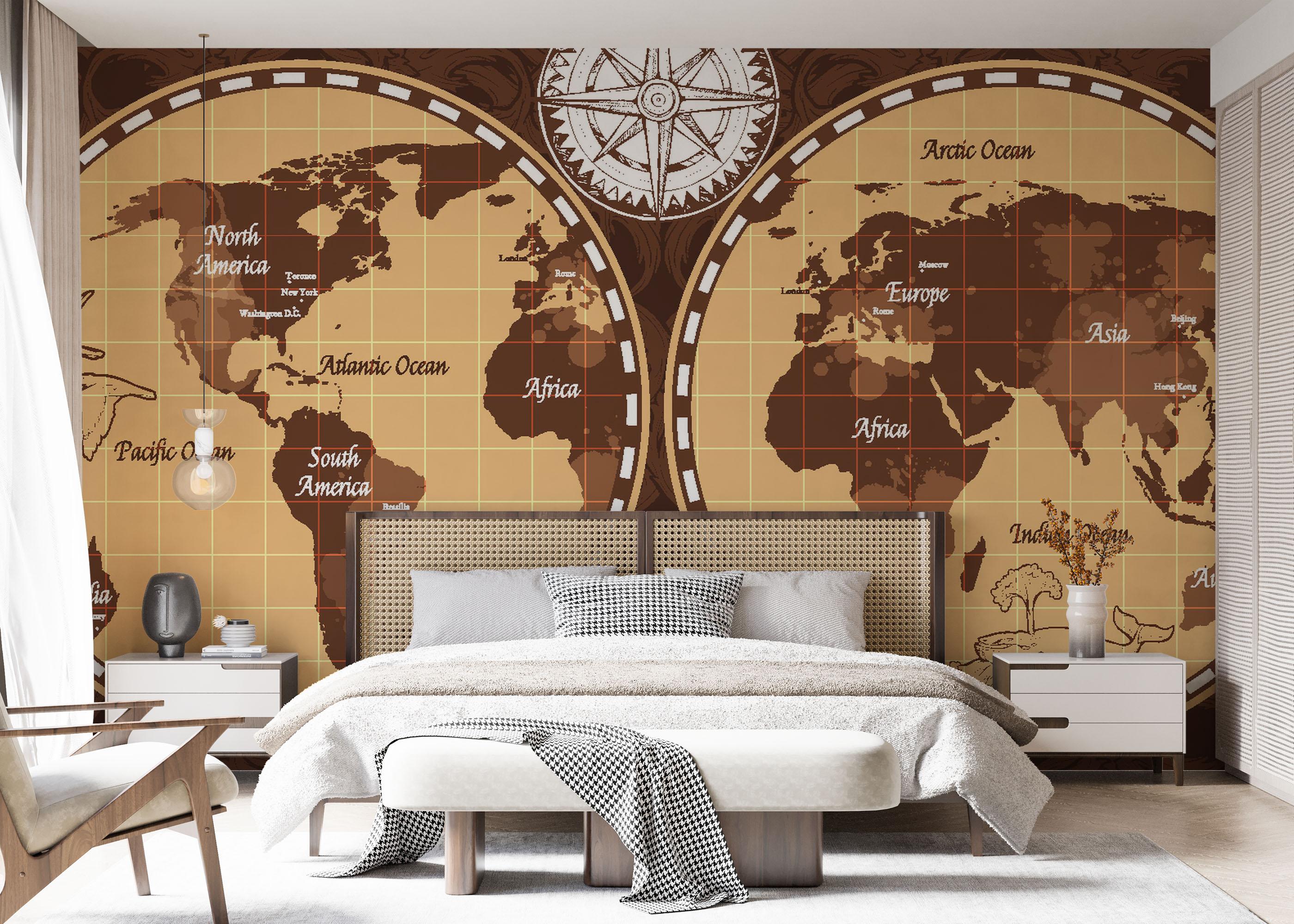 Fototapete Brown Old Map mockup 7