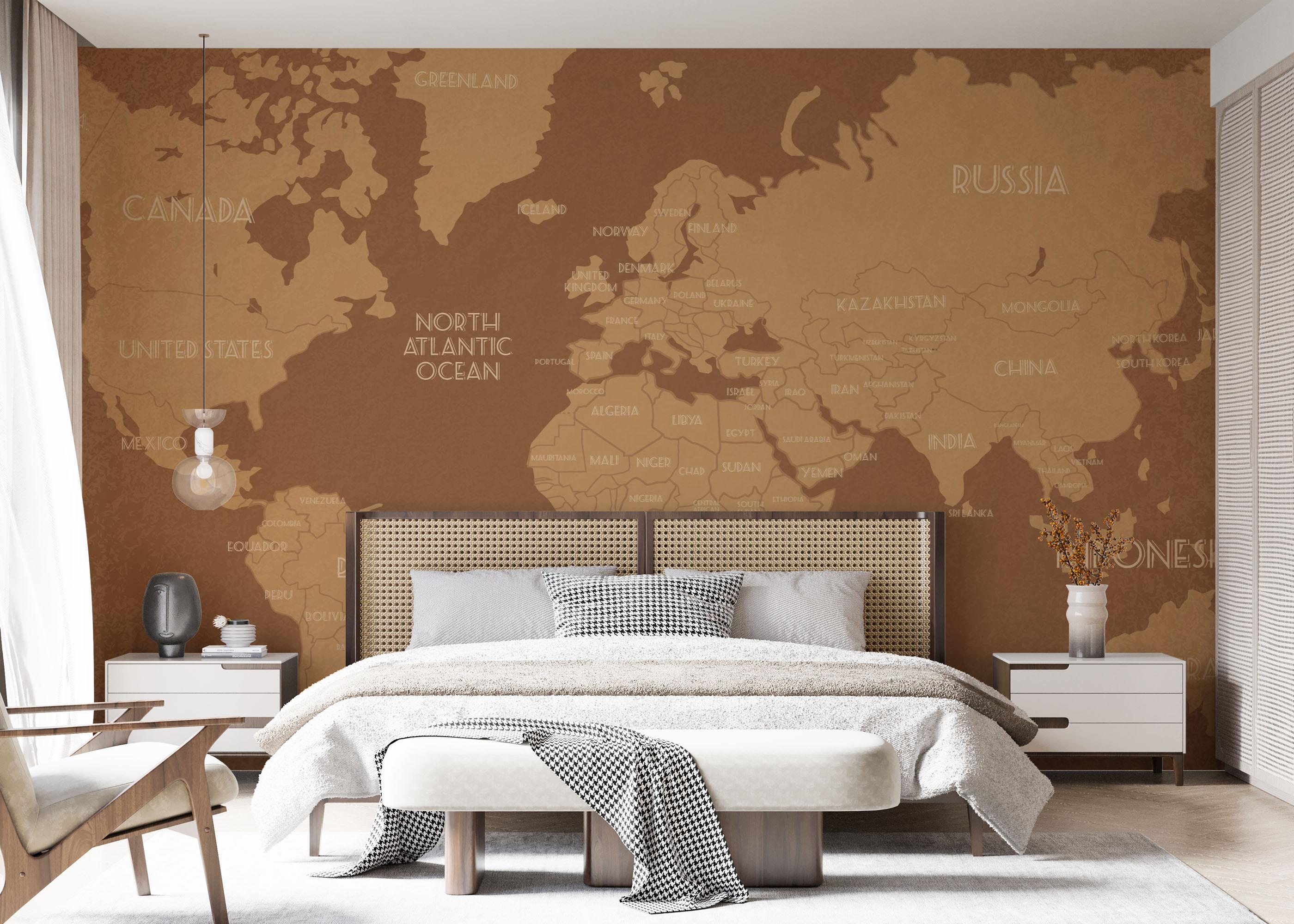 Fototapete Brown World Map mockup 7