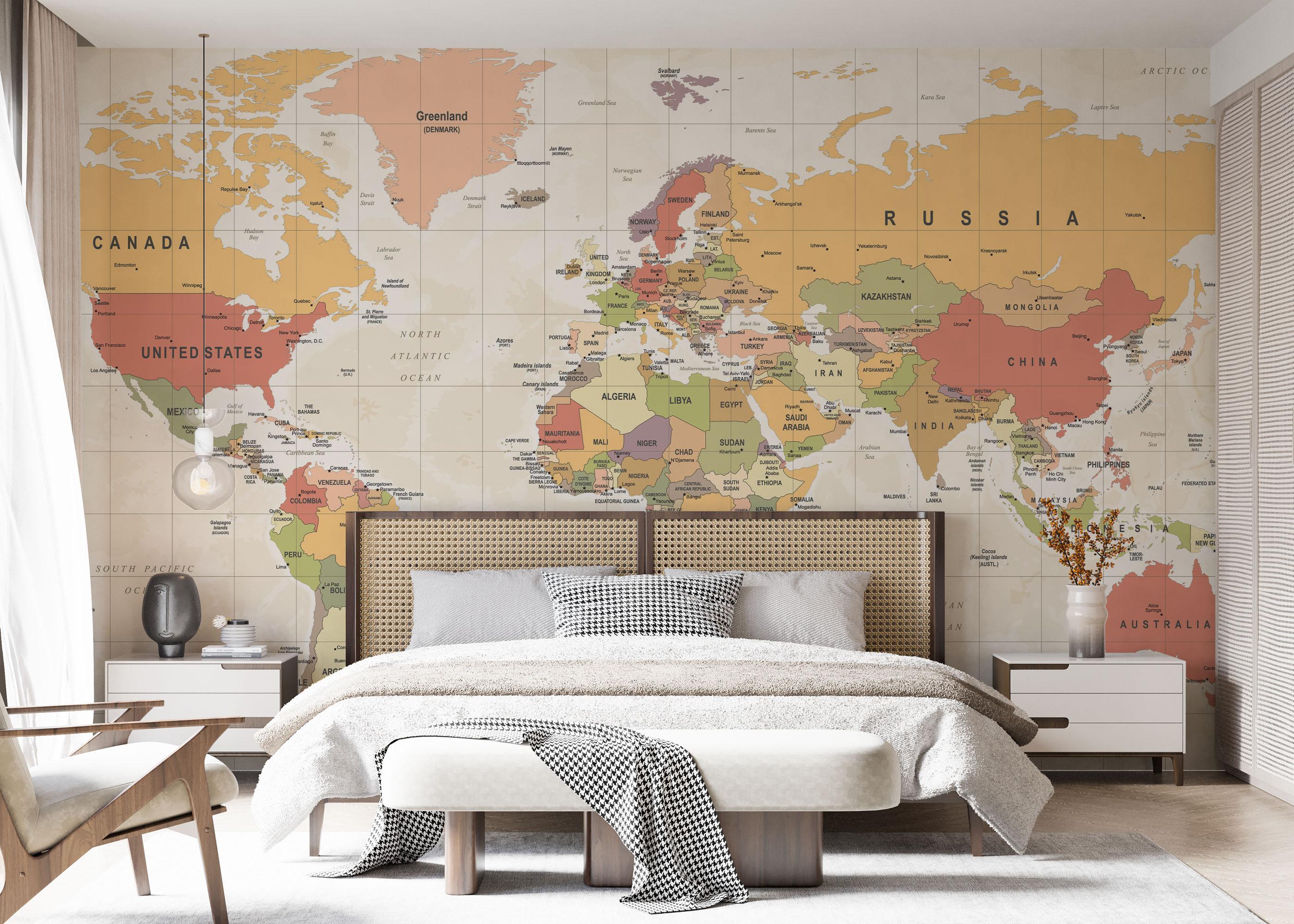 Fototapete Colorful Old Map mockup 7