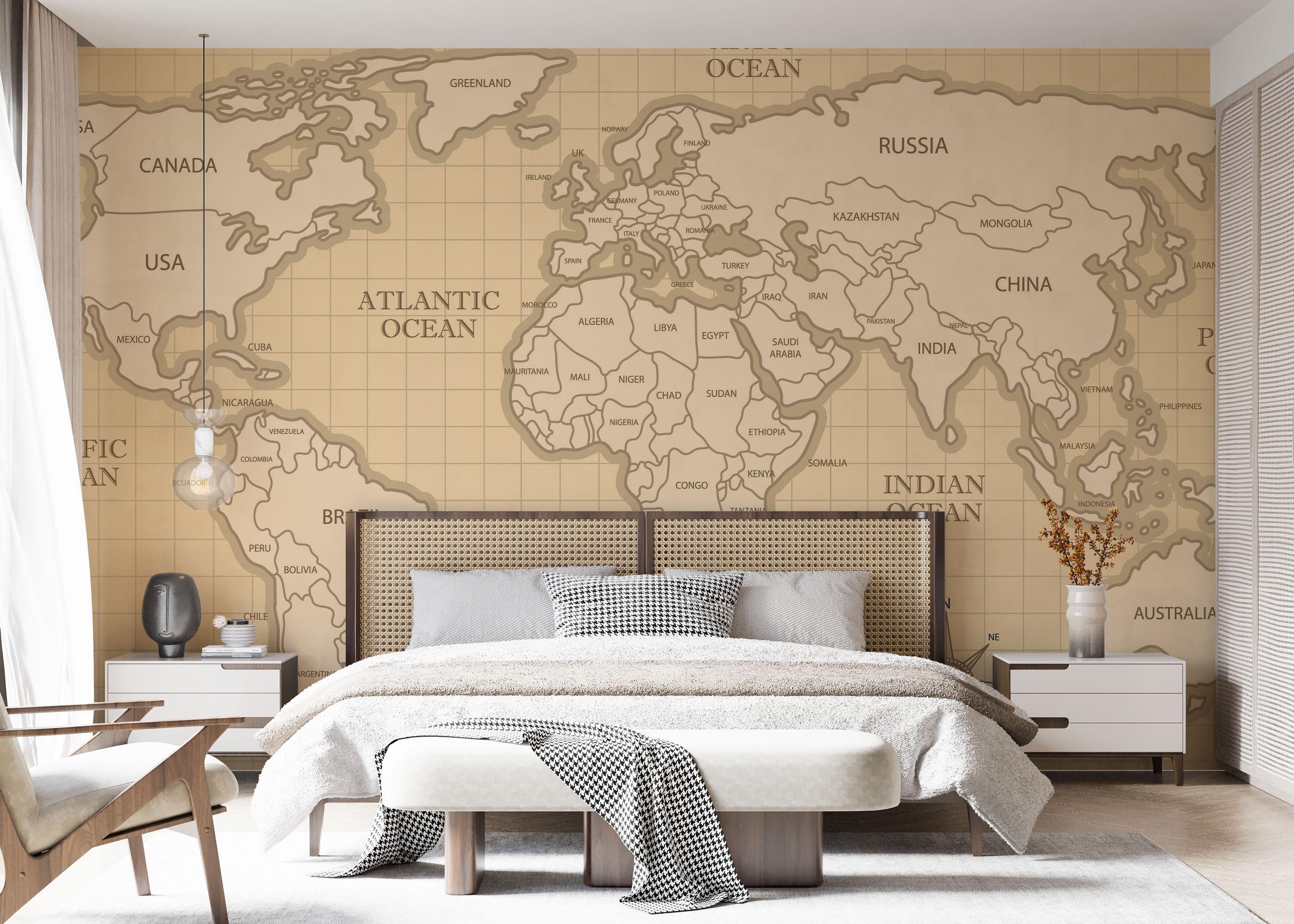 Fototapete Cream Shades Map mockup 7
