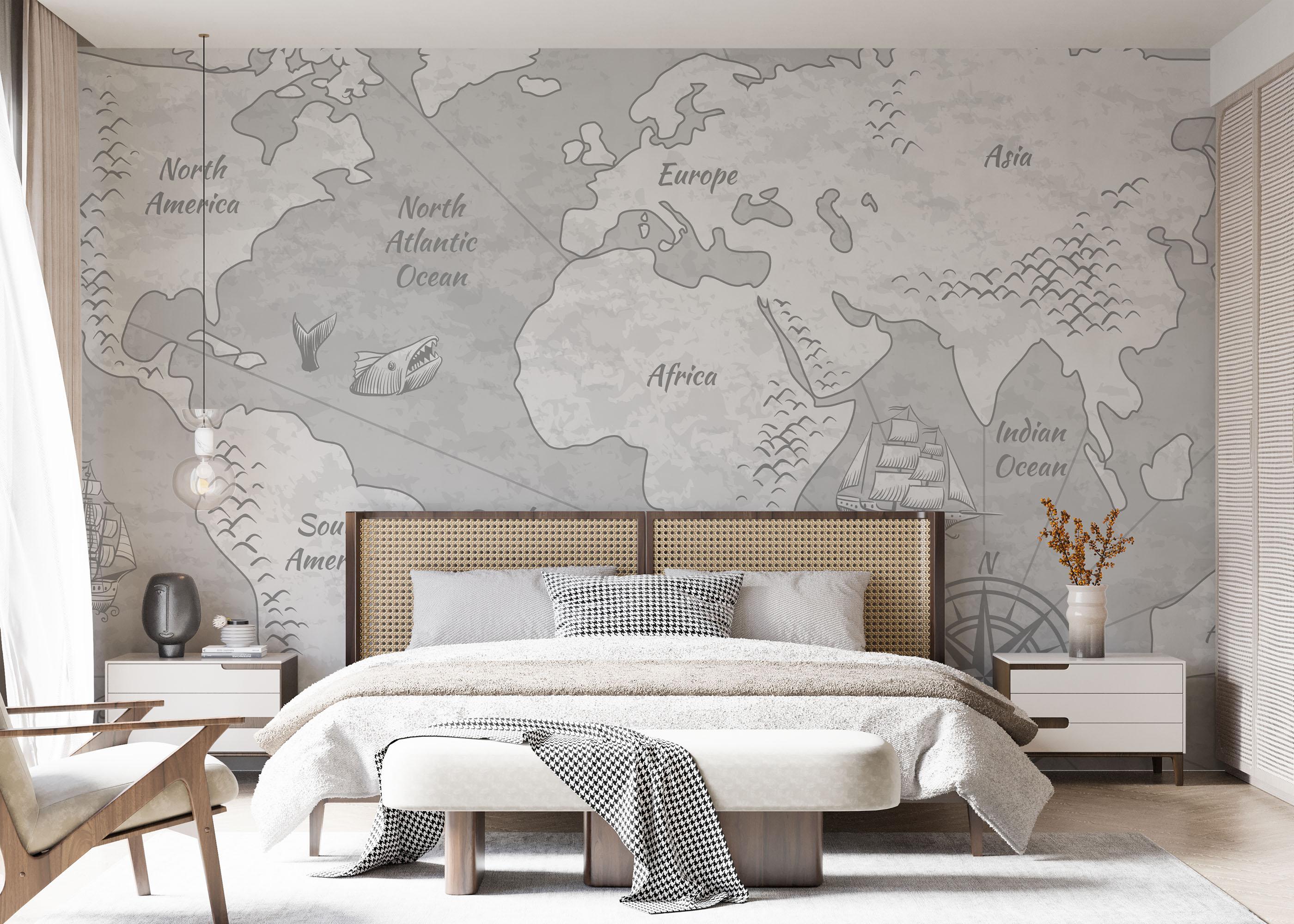 Fototapete Light Grey Map mockup 7