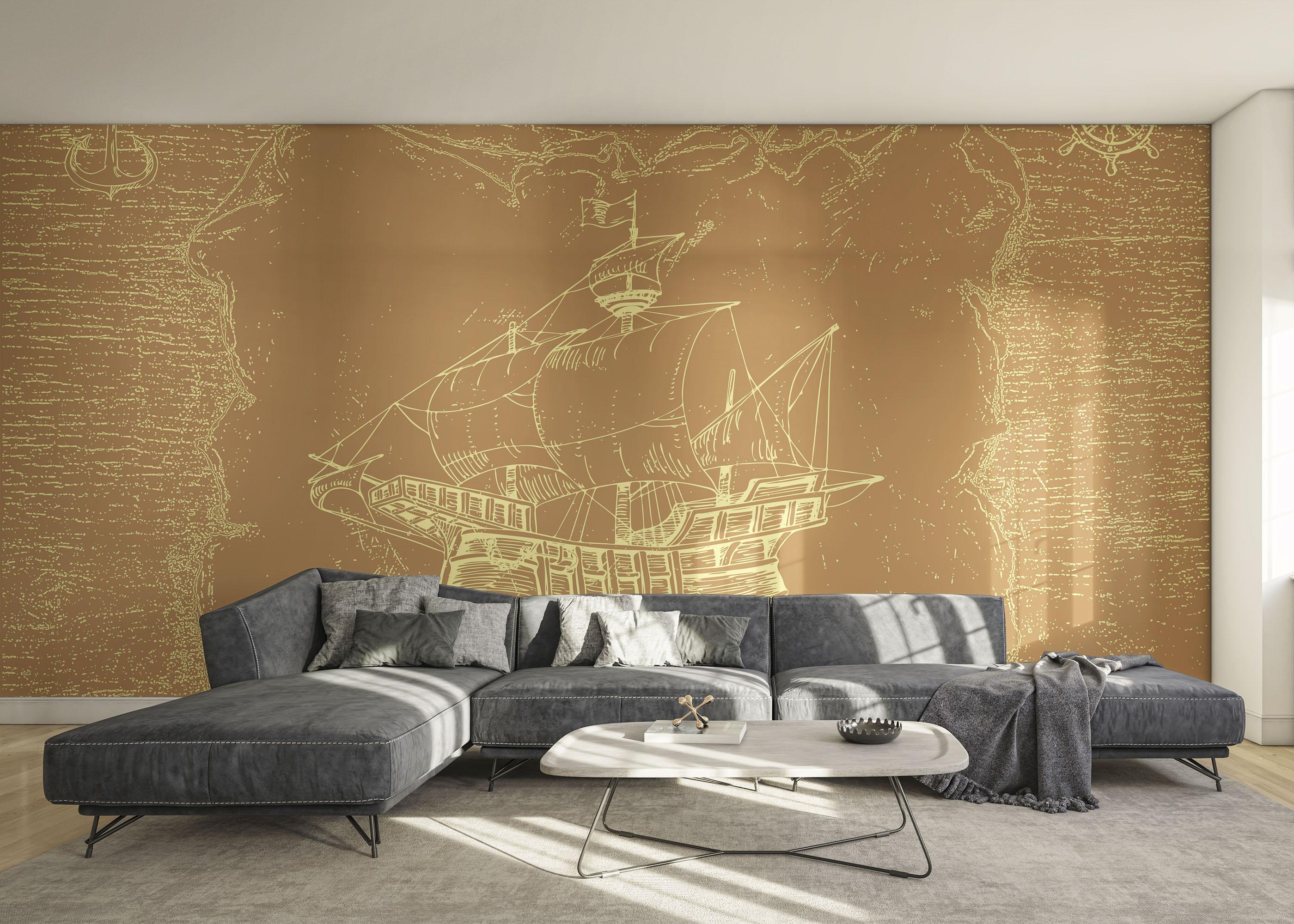 Fototapete Caravel Map mockup 0