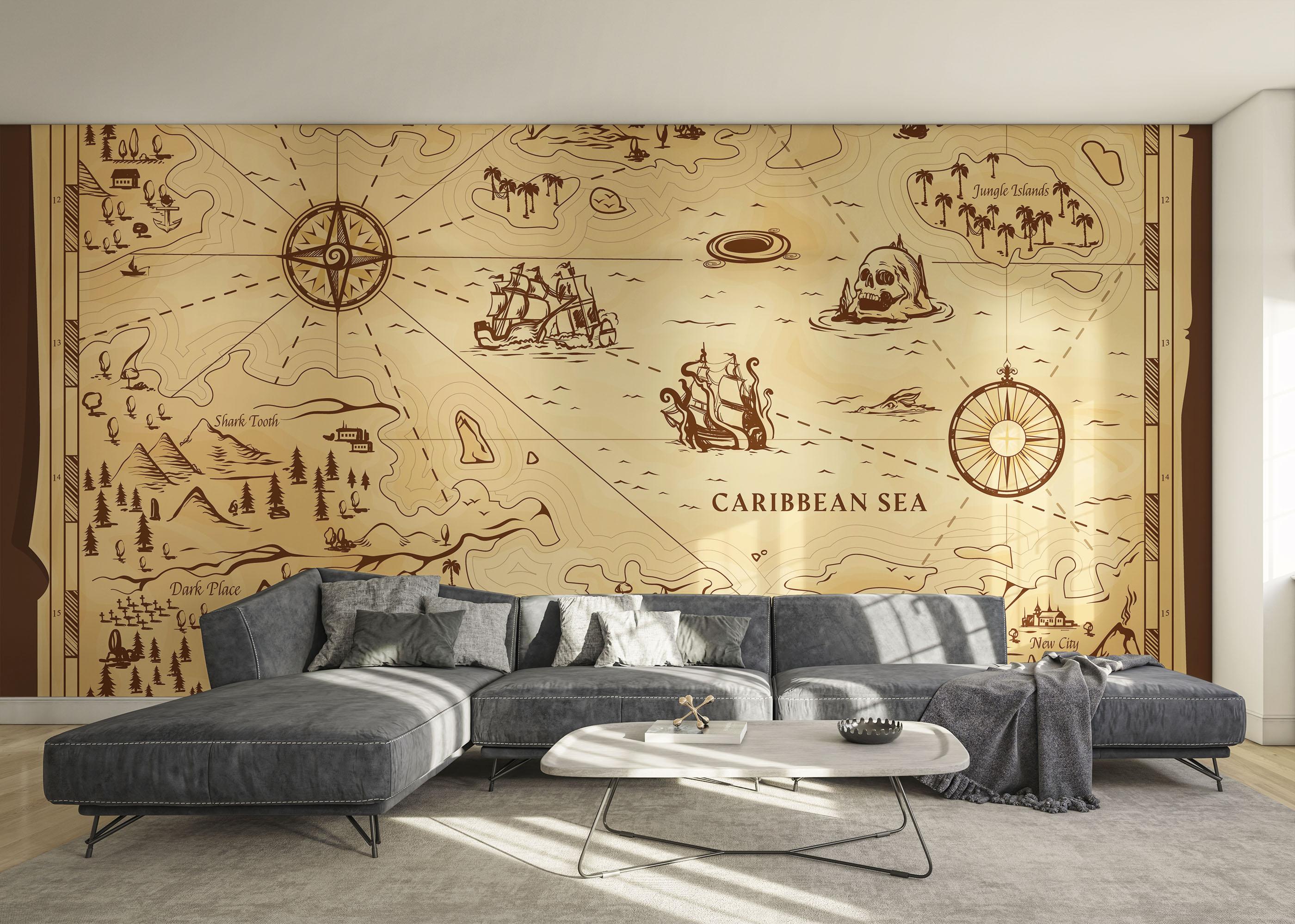 Fototapete Caribean Sea Map mockup 0
