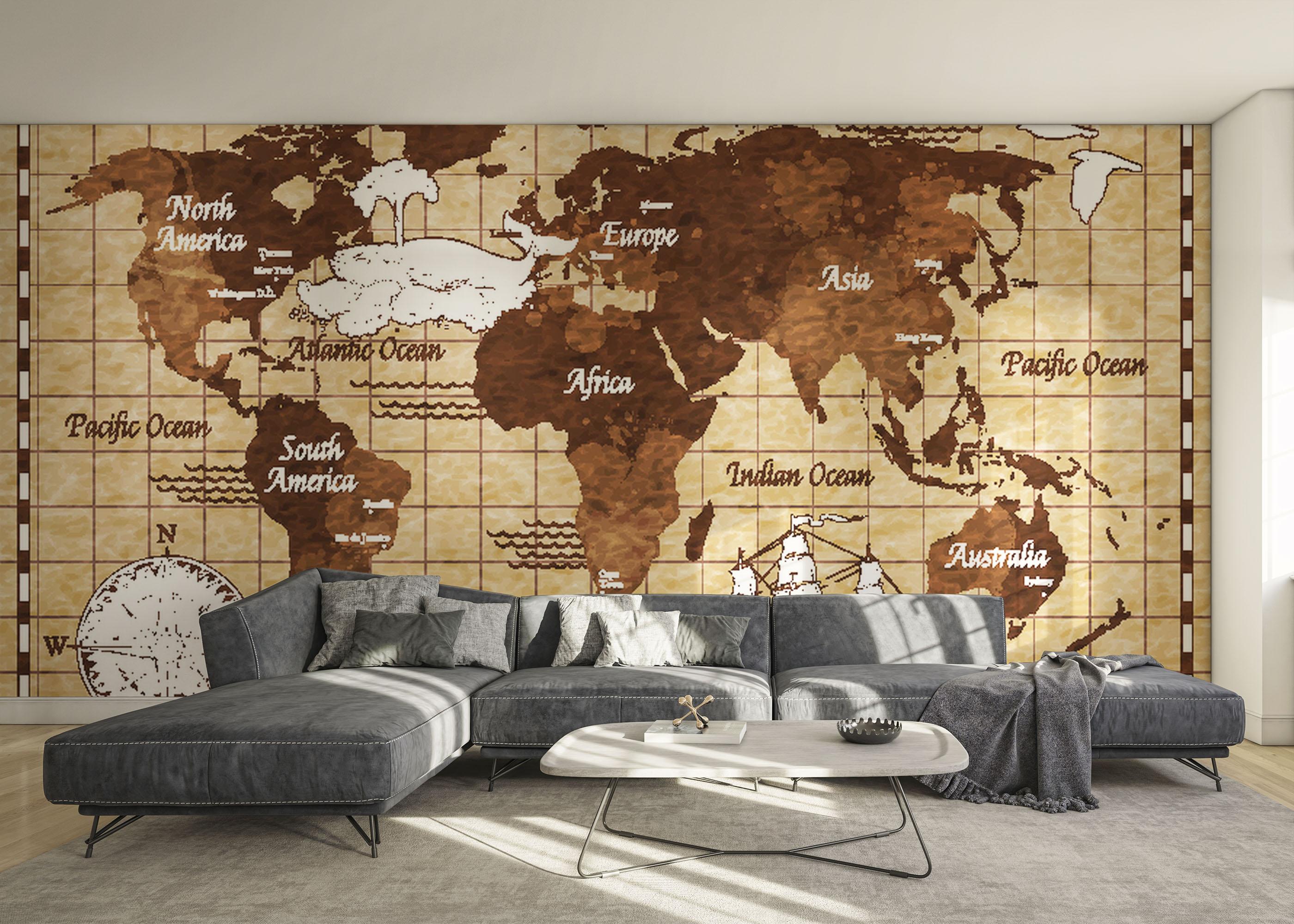 Fototapete Coffee Color Map mockup 0