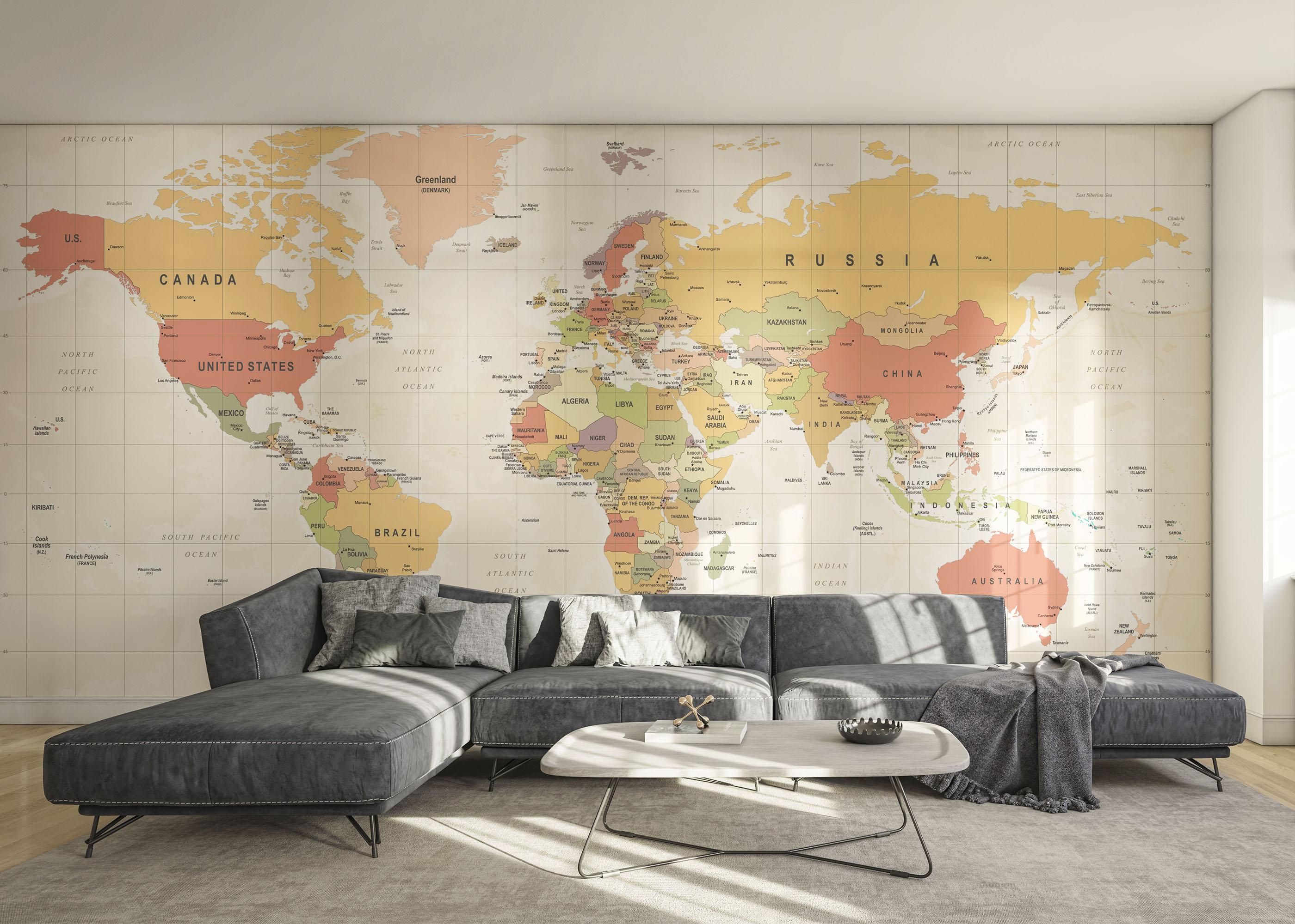 Fototapete Colorful Old Map mockup 0