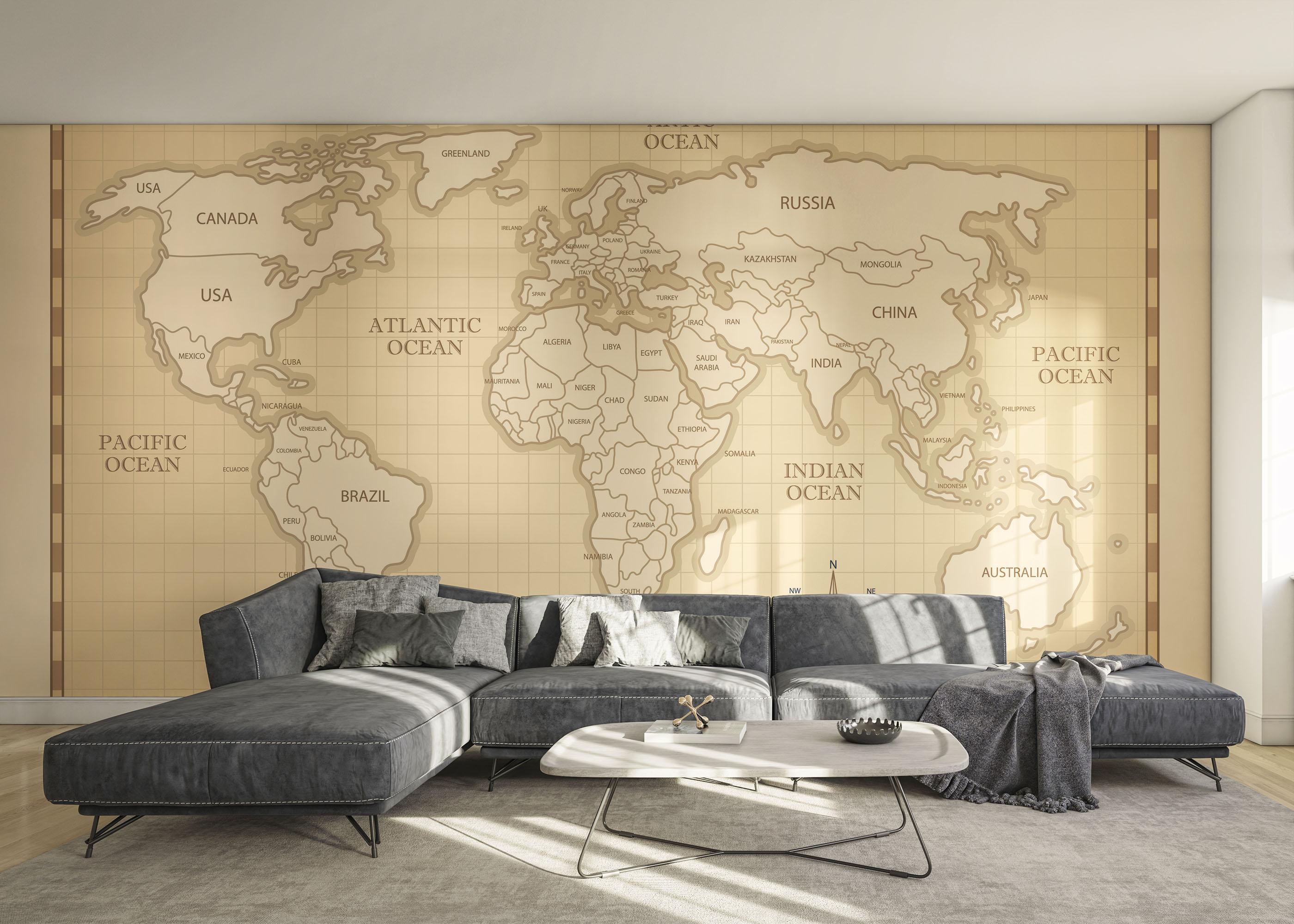 Fototapete Cream Shades Map mockup 0